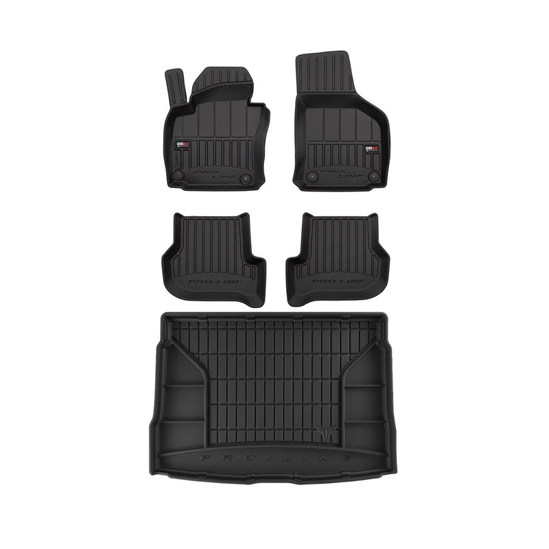 2010-2014 VW Golf Mk6 Premium Floor Mats & Cargo Liner Full Set All Weather Heavy Duty Black