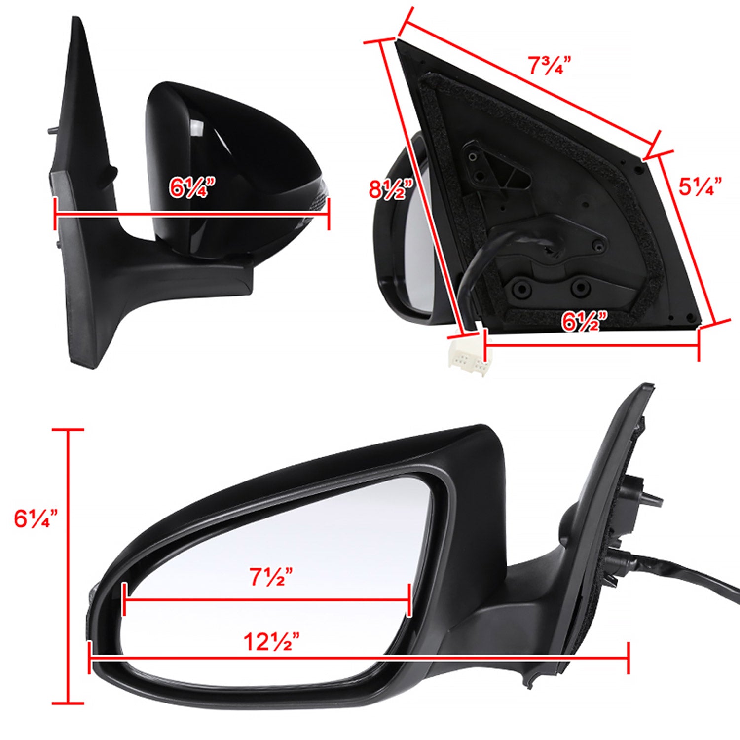 2014-2018 Toyota Corolla Glossy Black 9Pin Auto-Fold&Heated Side Mirror Driver