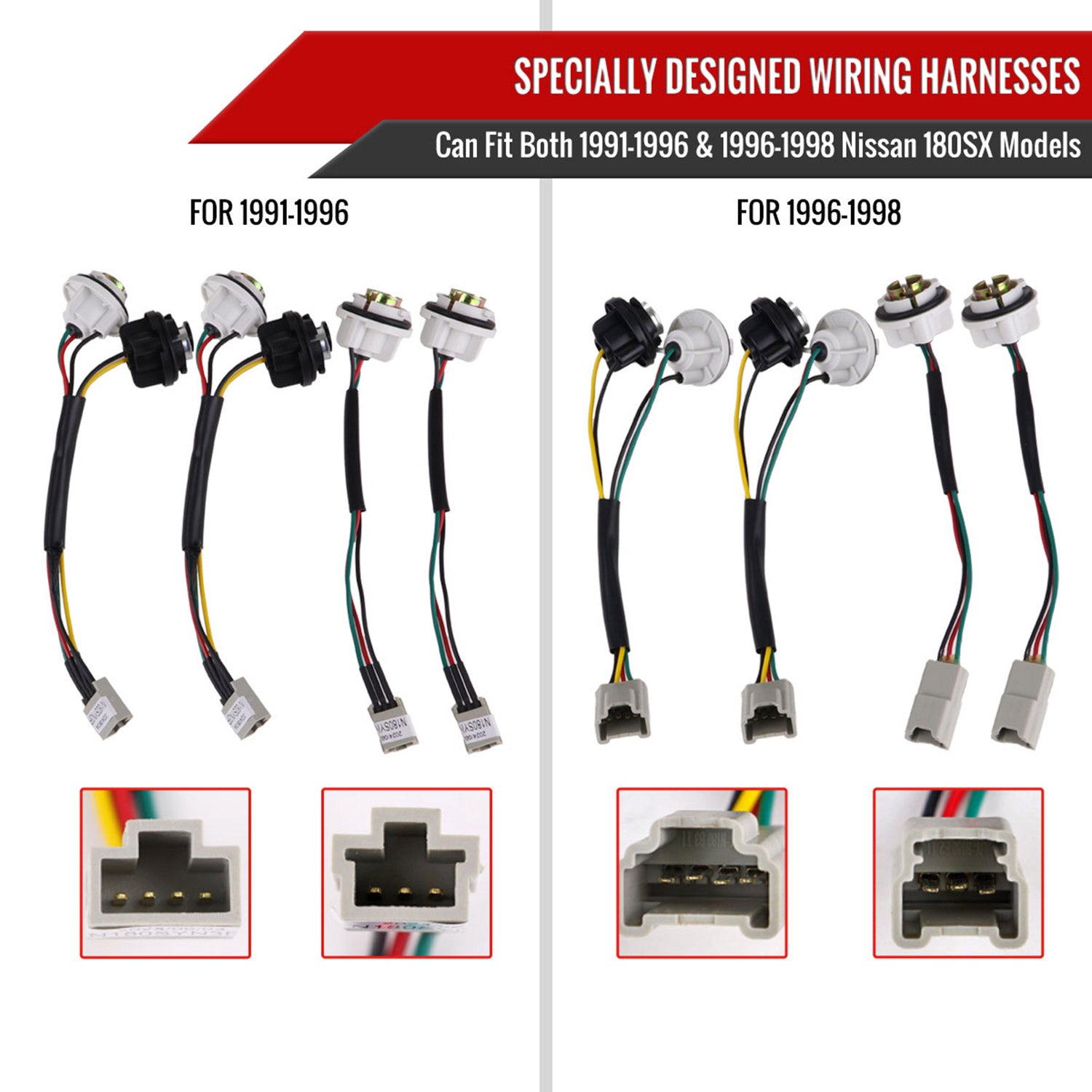 1991-1998 Nissan 180SX RPS13 / 240SX S13 S14 JDM LED Tail Ligths Chrome/Red