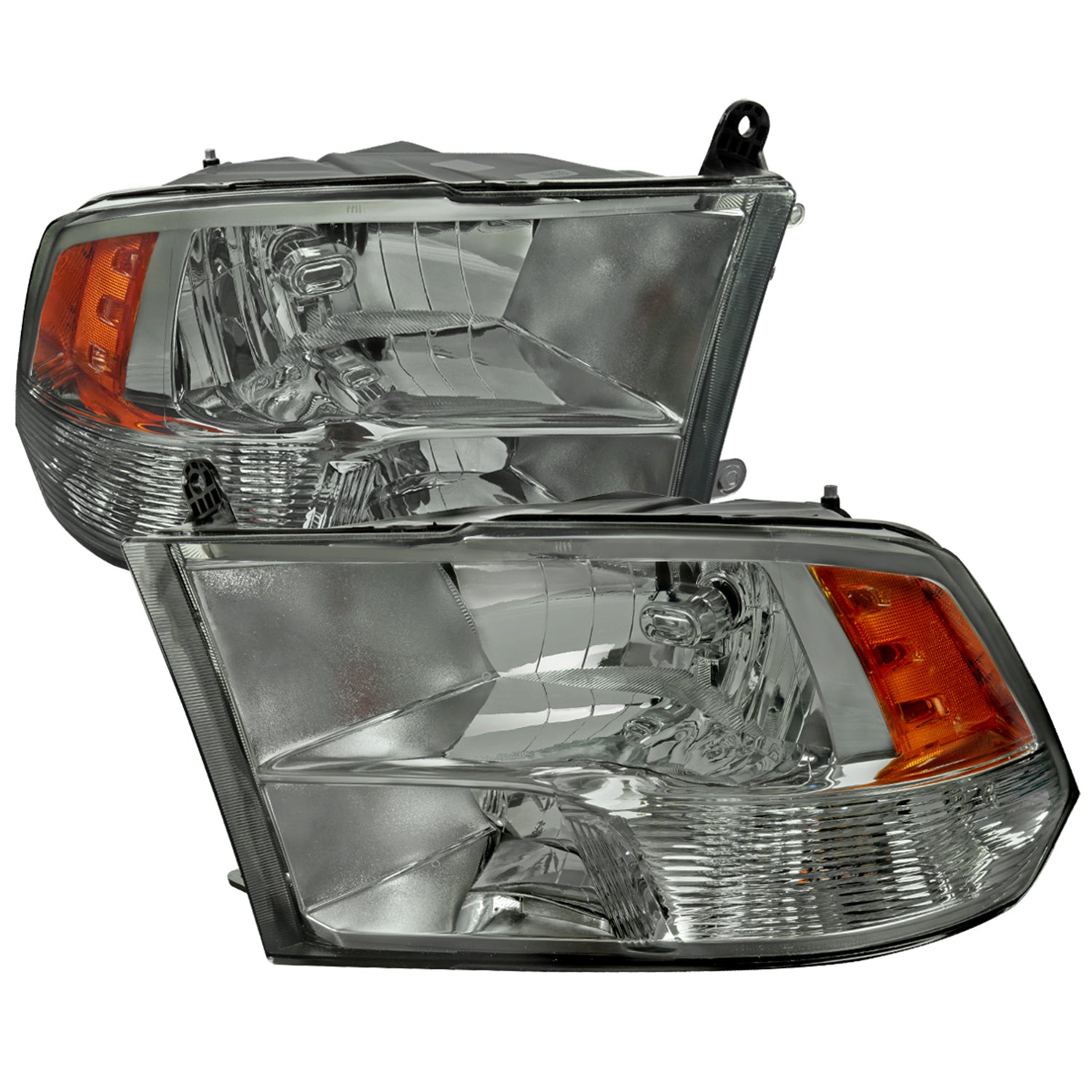 2009-2018 Dodge RAM 1500/ 19-2021 2500 3500 Quad Headlights Chrome/Light Smoke