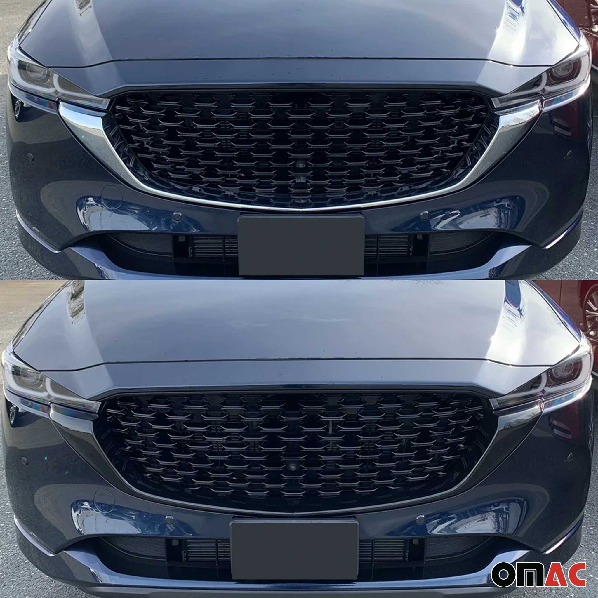 2022-2025 Mazda CX-5 Grille Overlay Gloss Black 2Pcs ABS Plastic