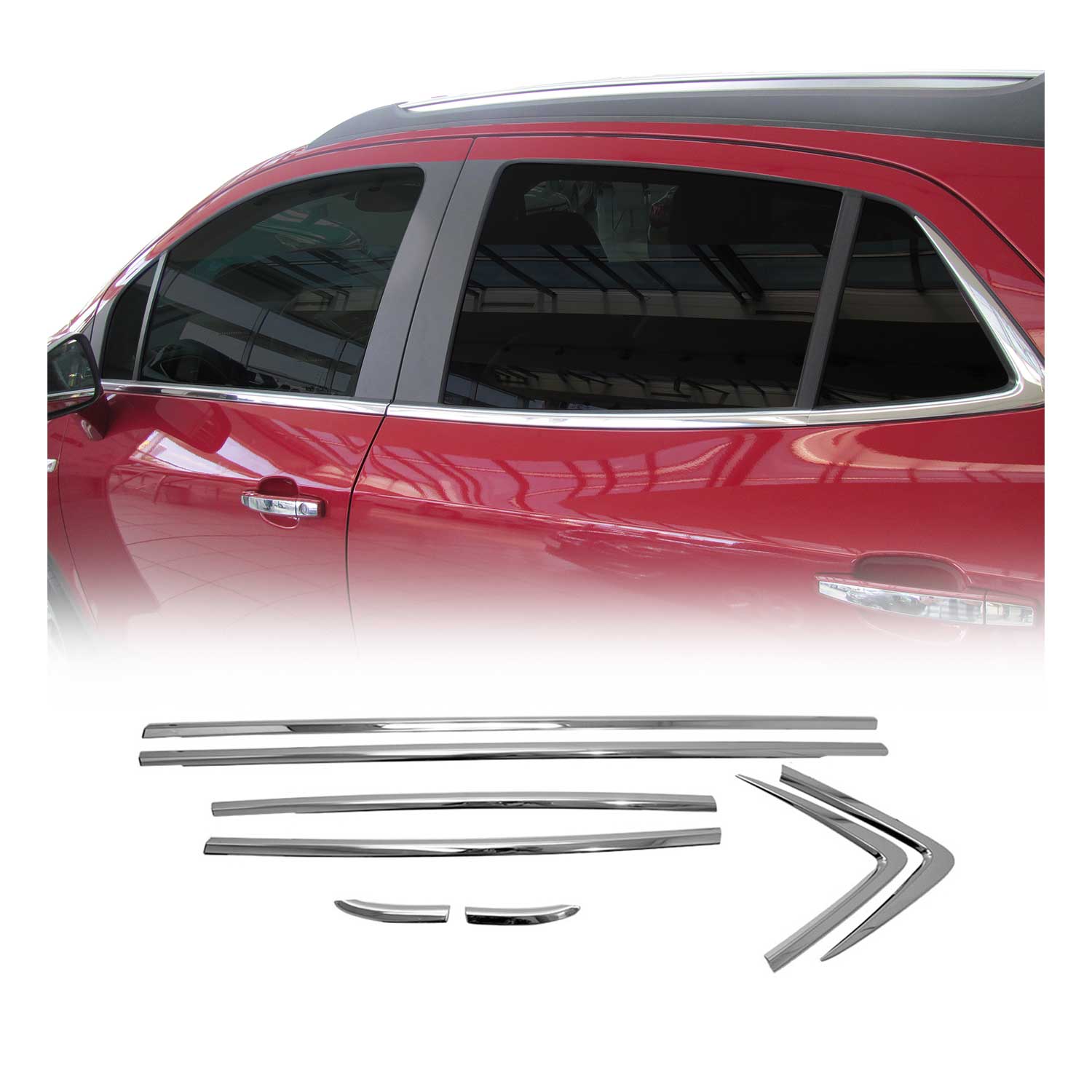 2013-2016 Buick Encore Window Molding Trim Streamer Stainless Steel Silver 8 Pcs