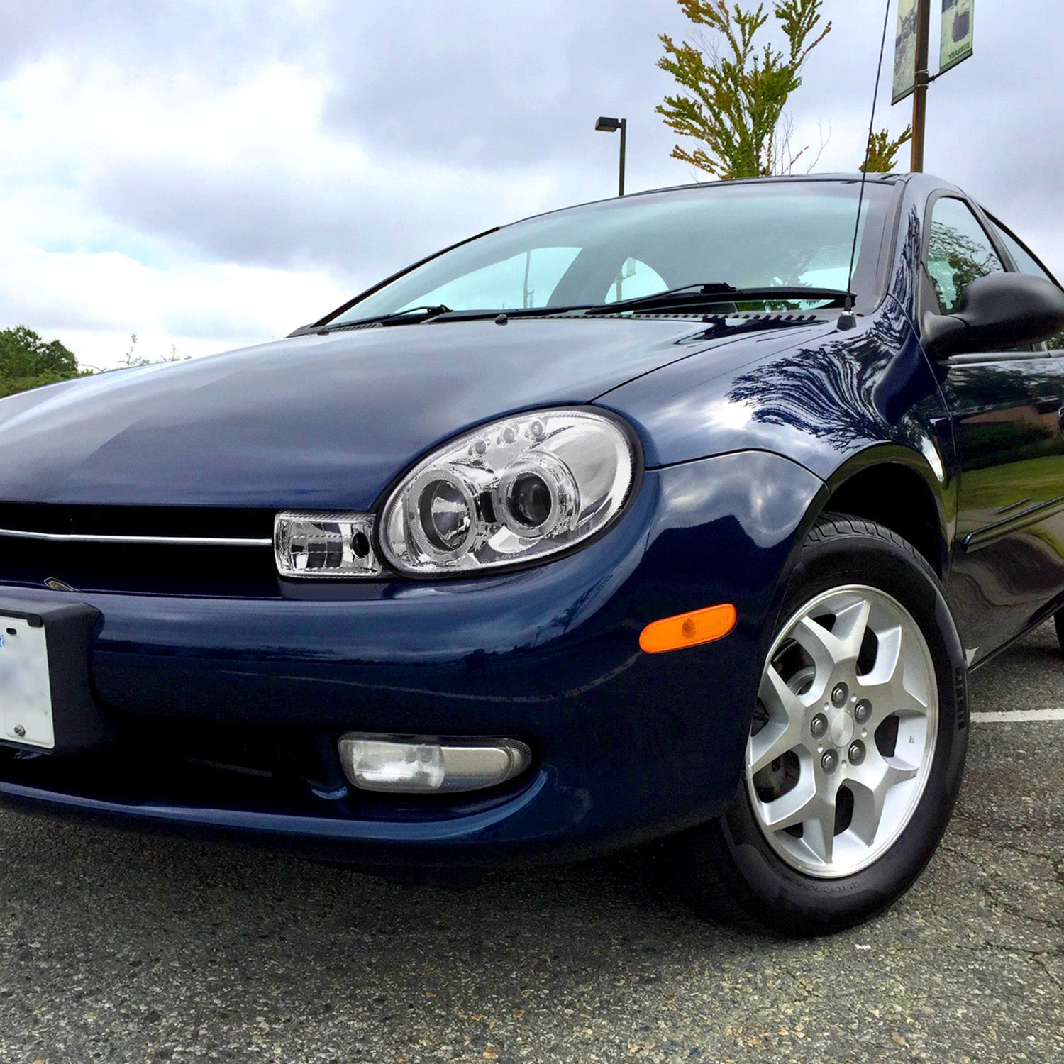 2000-2002 Dodge Plymouth Neon Dual Halo Projector Headlights Chrome/Clear Lens