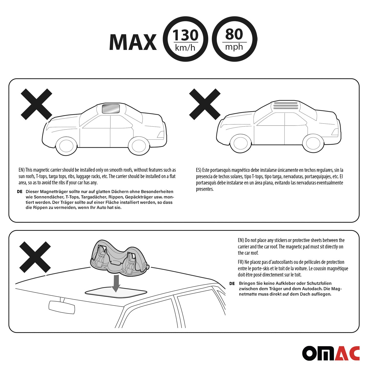 Ski Racks Roof Mount Rack Carriers 2 pair skis and 2 pair sticks