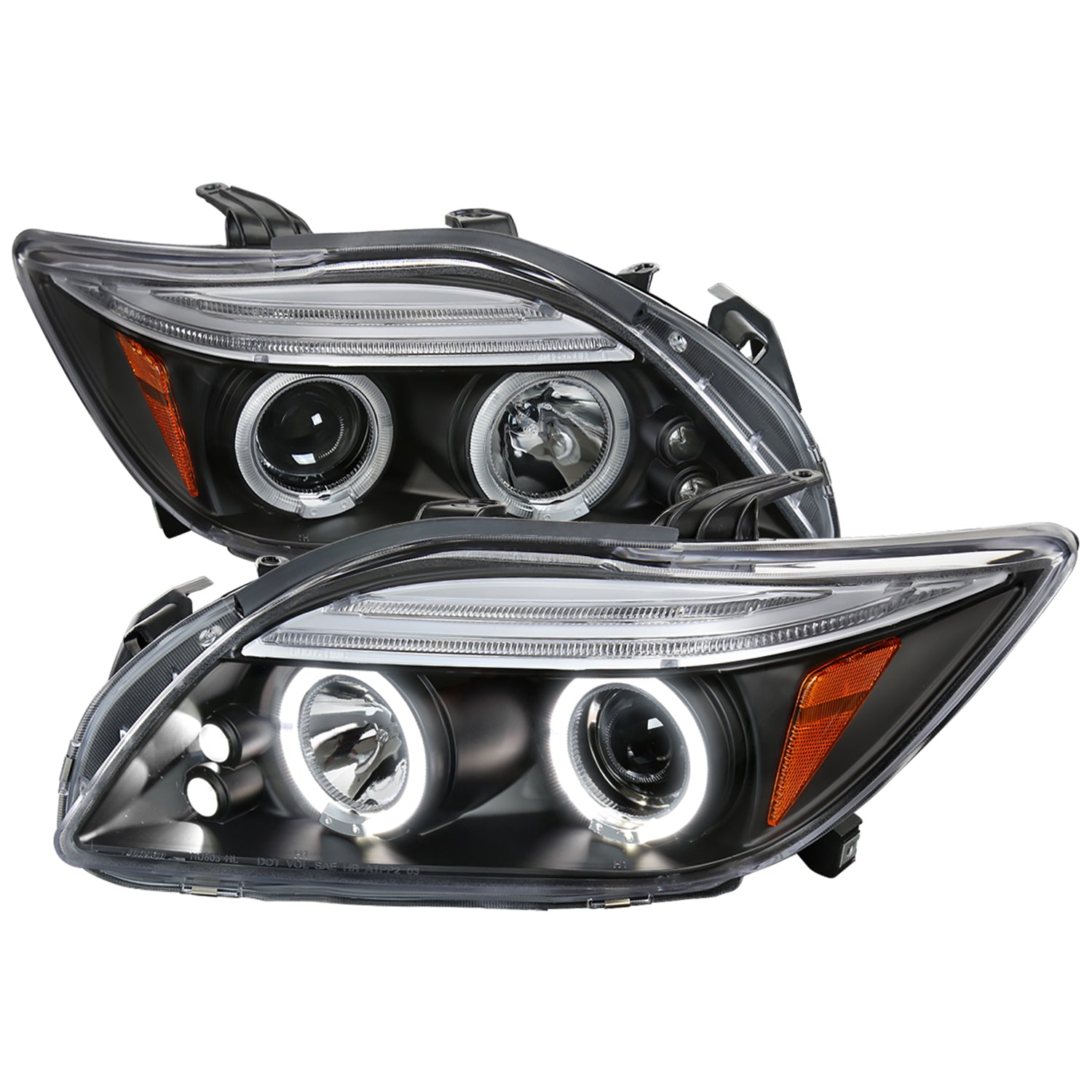 2005-2010 Scion tC Dual Halo Projector Headlights Matte Black/Clear Lens