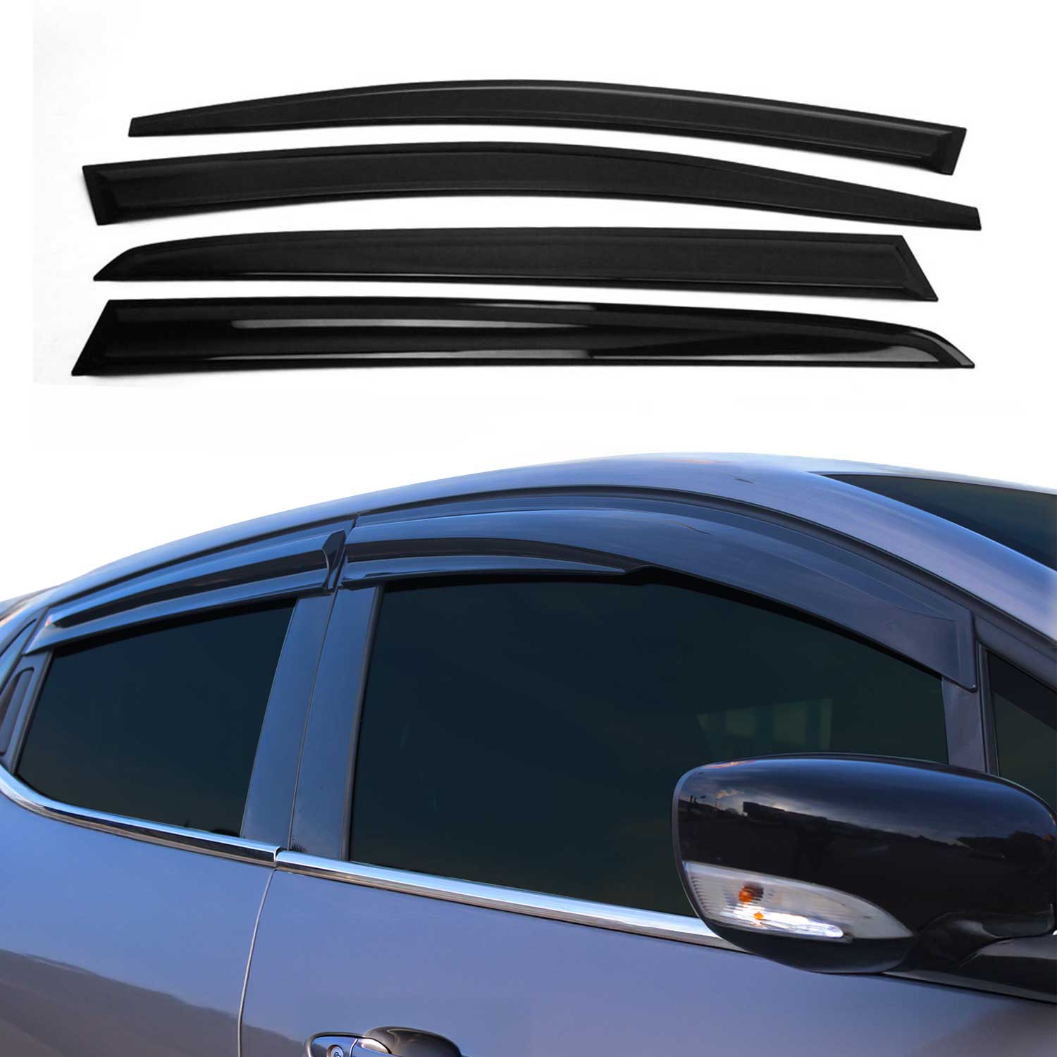 2006-2009 Volkswagen Rabbit Window Visor Vent Rain Deflector 4Pcs Smoke