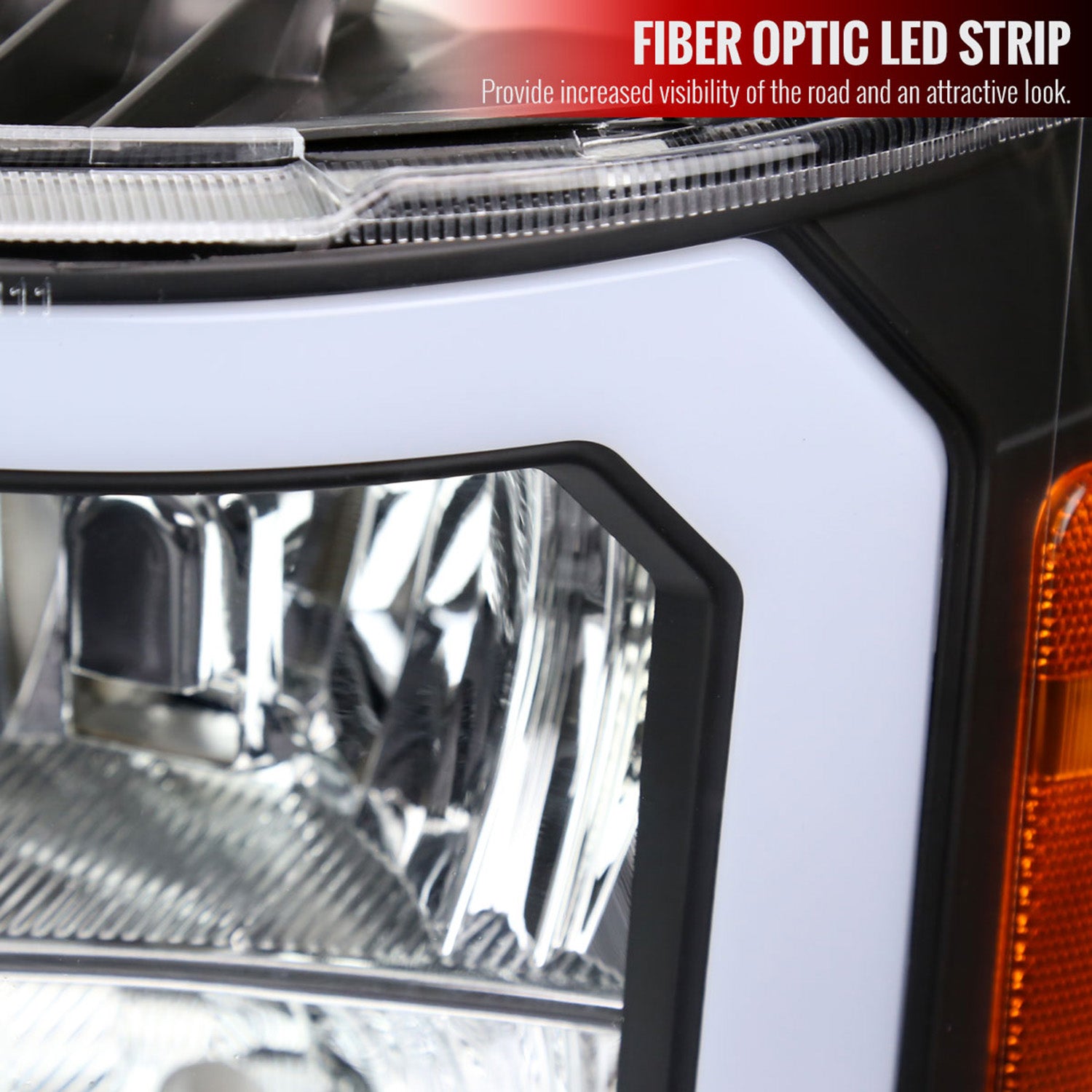 2007-2013 GMC Sierra 1500/2500/3500 LED Bar Factory Headlights Matt Black