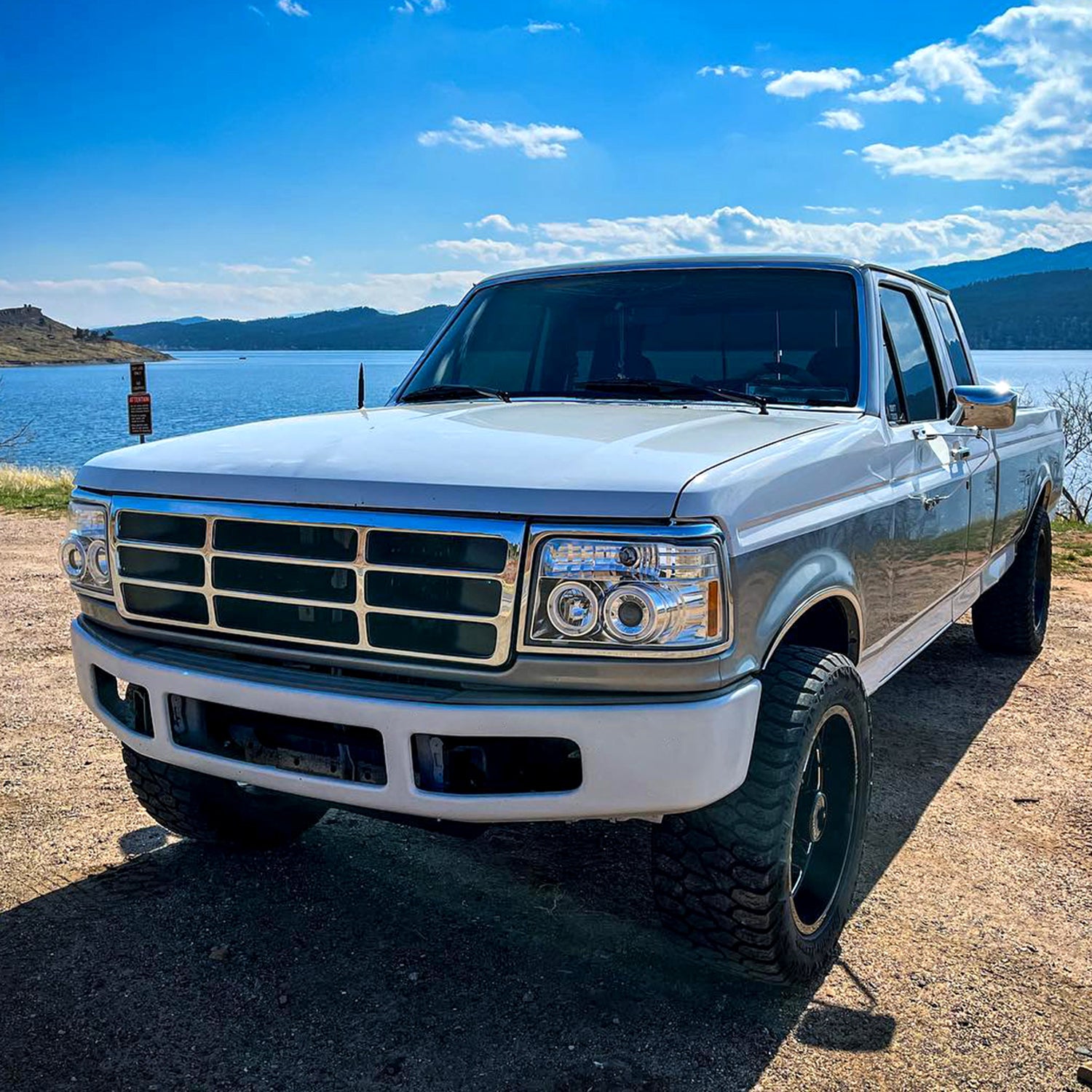 1992-1996 Ford F150 F-250 F-350 Bronco Dual Halo Projector Headlights Chrome