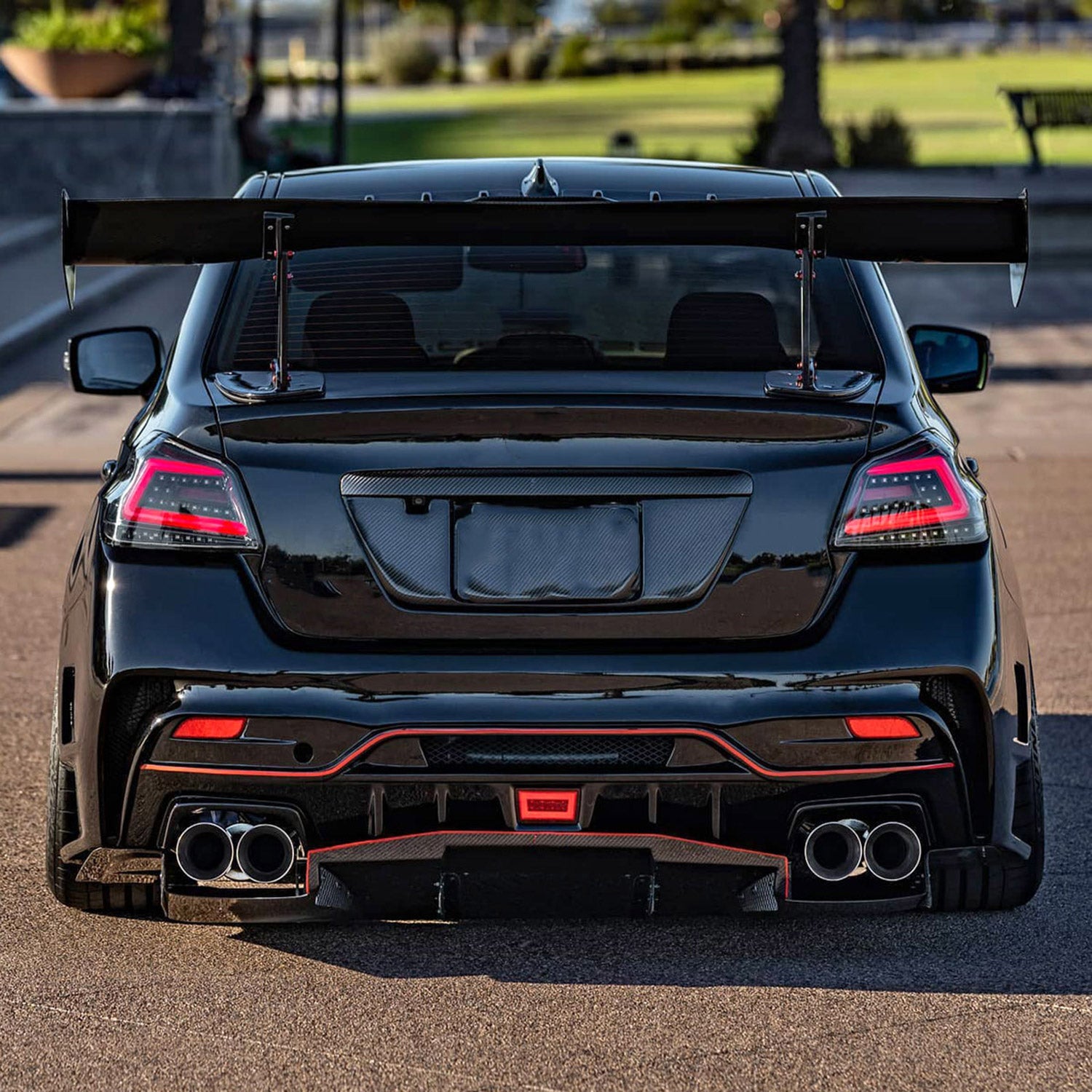 2015-2021 Subaru WRX Sequential Red Bar LED Tail Lights Jet Black/Clear Lens