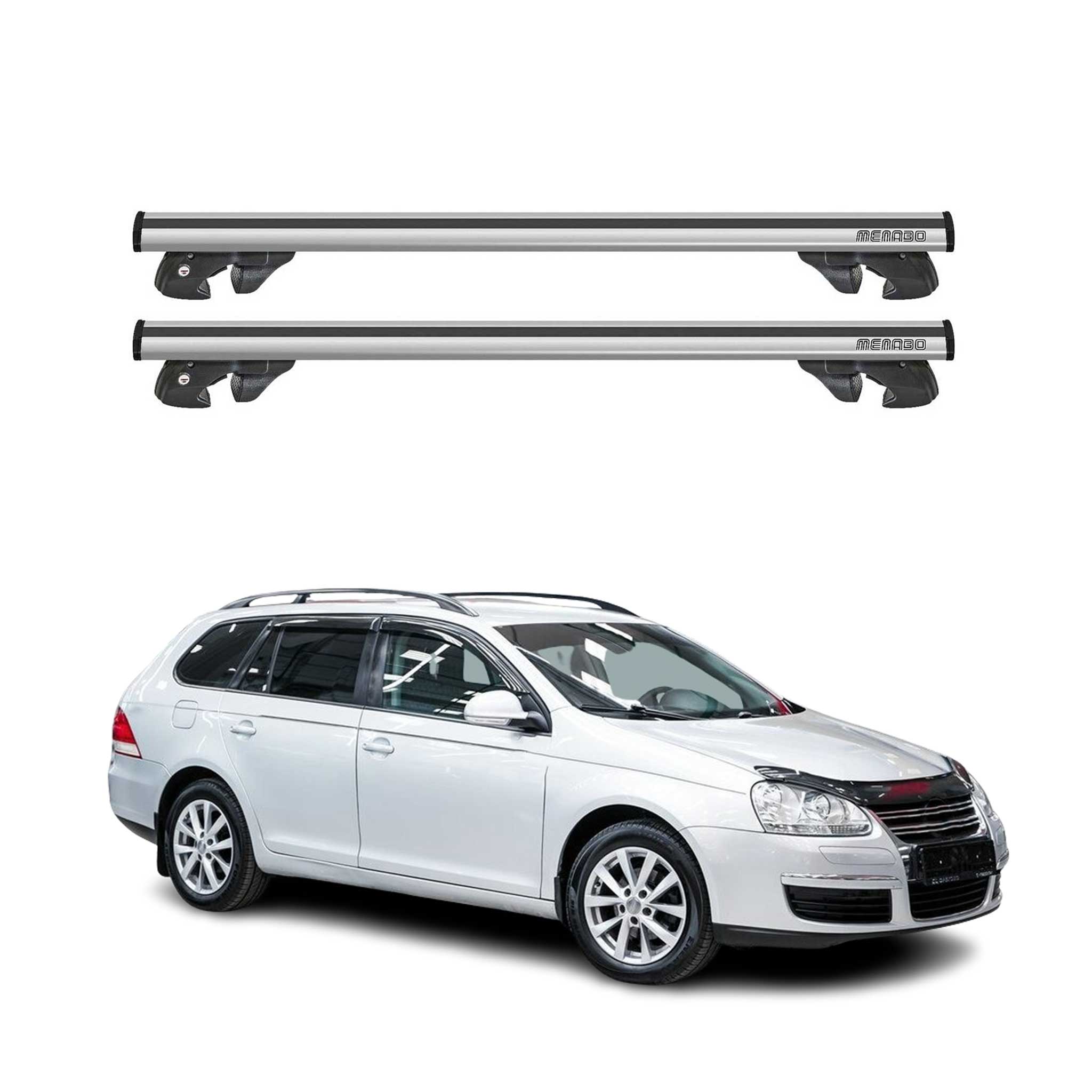 2010-2014 VW Golf Mk6 Wagon Roof Rack Cross Bars Silver