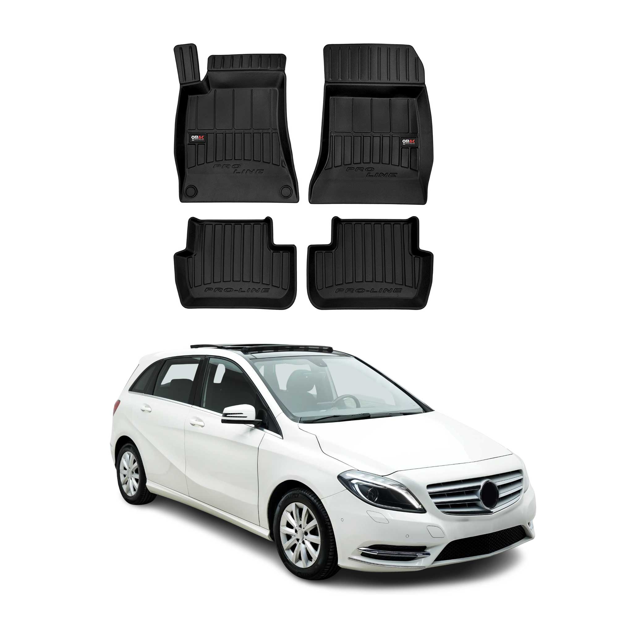 2012-2019 Mercedes B Class W246 Premium Floor Mats Liners Full Set All Weather Heavy Duty Black