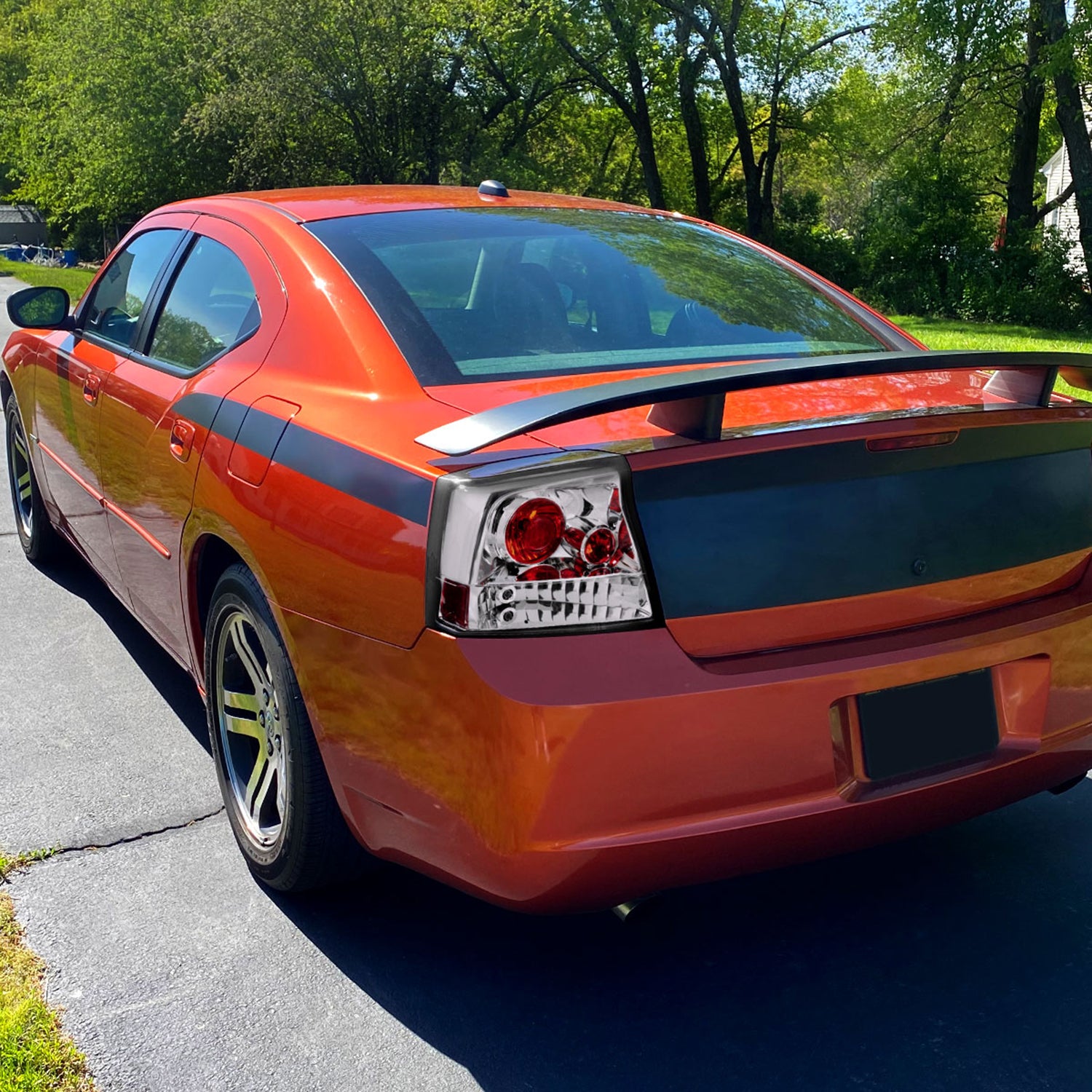 2005-2008 Dodge Charger Tail Lights Chrome Housing/Clear Lens