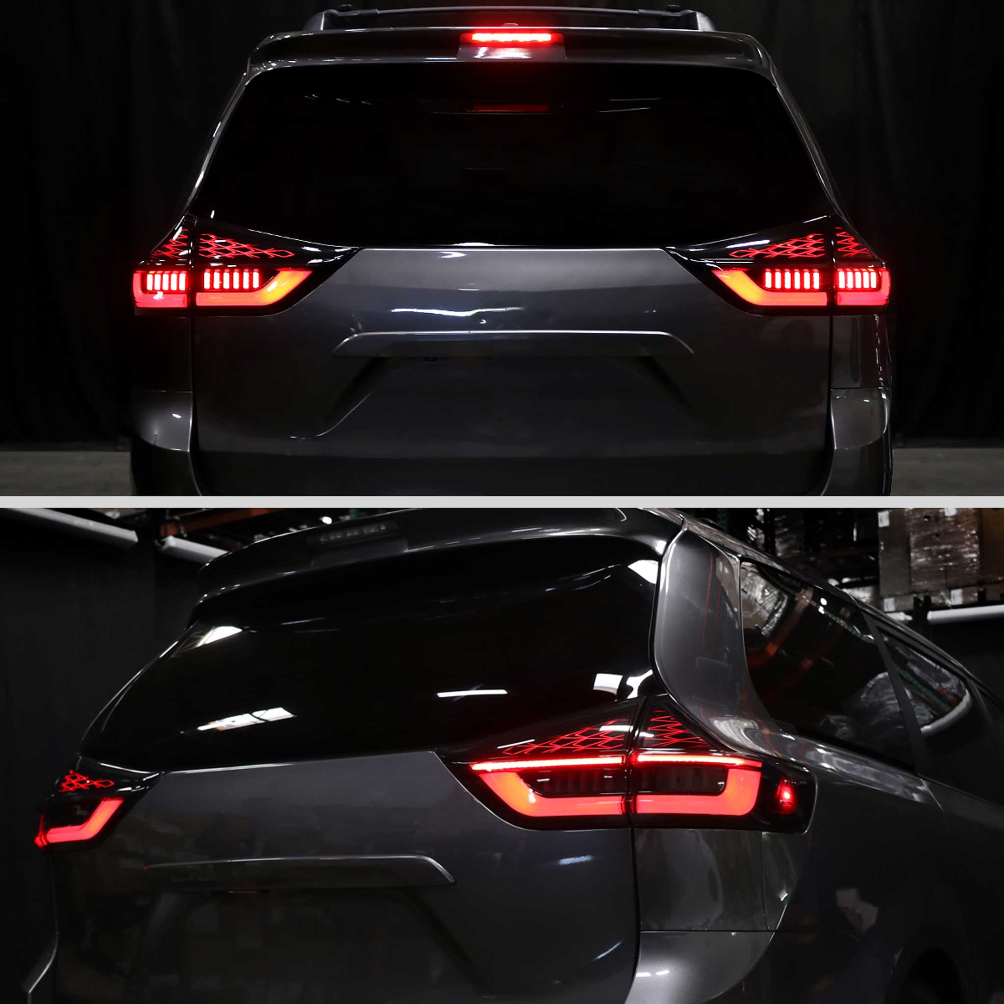 For Toyota Sienna 2015-2020 Full LED Tail Lights Sequential Signal Startup Black Housing Smoked Lens