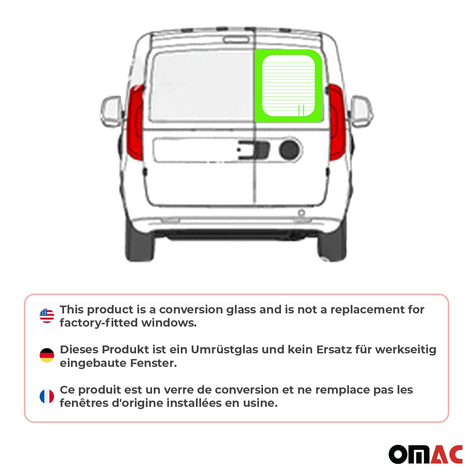 2015-2022 RAM ProMaster City Window Glass Right Rear Barn Door Heated Glass