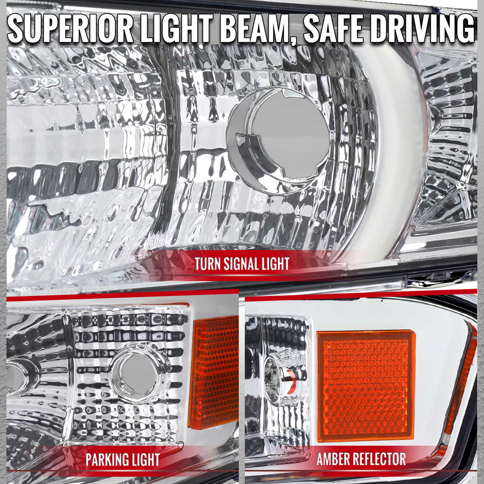 For Ford Mustang 2005-2009 Turn Signal Parking Lamp Chrome Housing Clear Lens