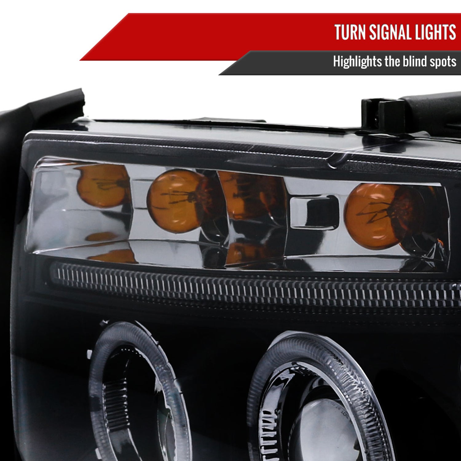 1997-2004 Dodge Dakota/ 1998-2003 Durango Dual Halo Projector Headlights Smoke