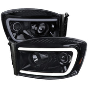 2006-2008 Dodge RAM 1500/ 06-2009 2500 3500 LED CBar Projector Headlights Smoke