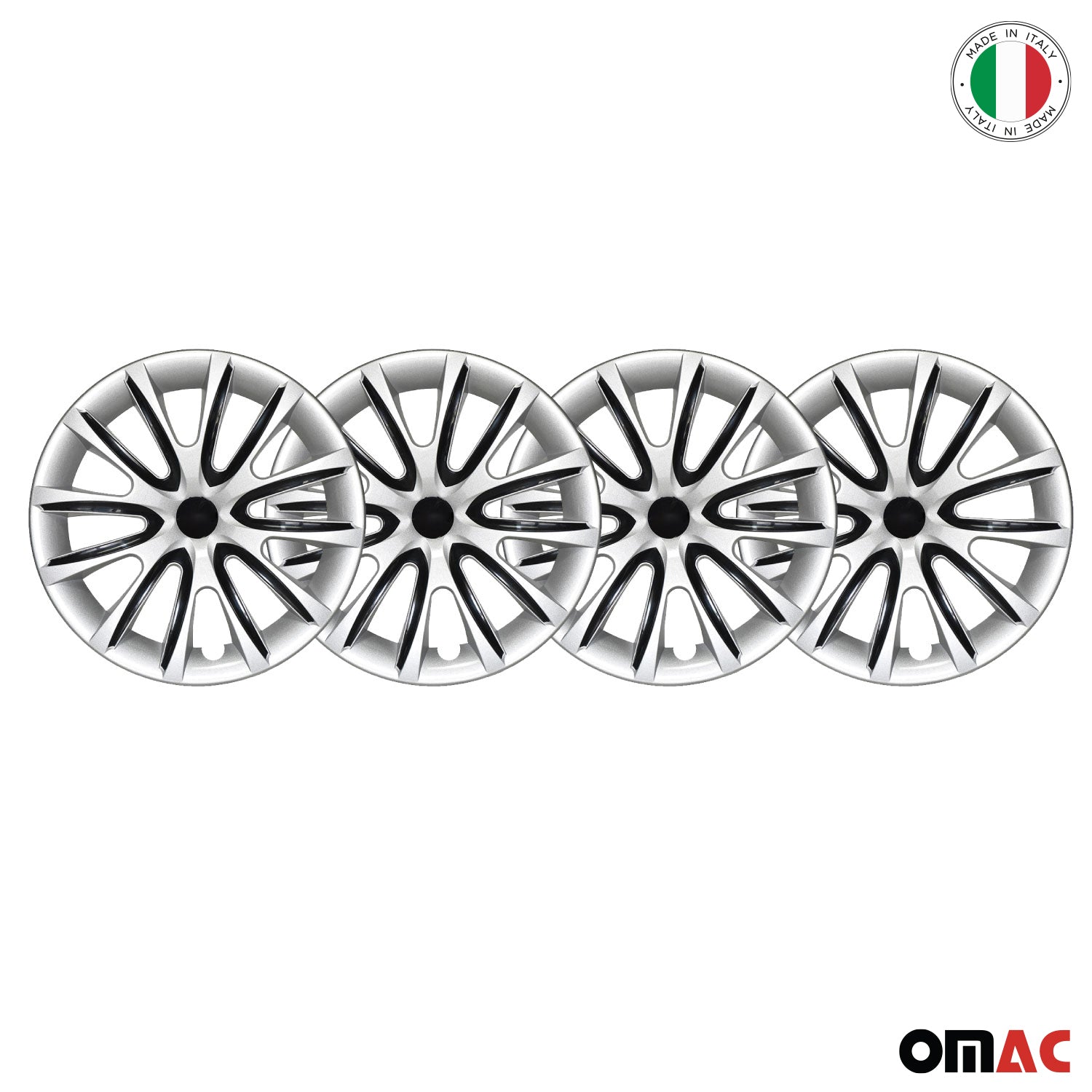 Bicolo Hub Caps Wheel Cover 14" Gray & Black Full Set 4 pcs.