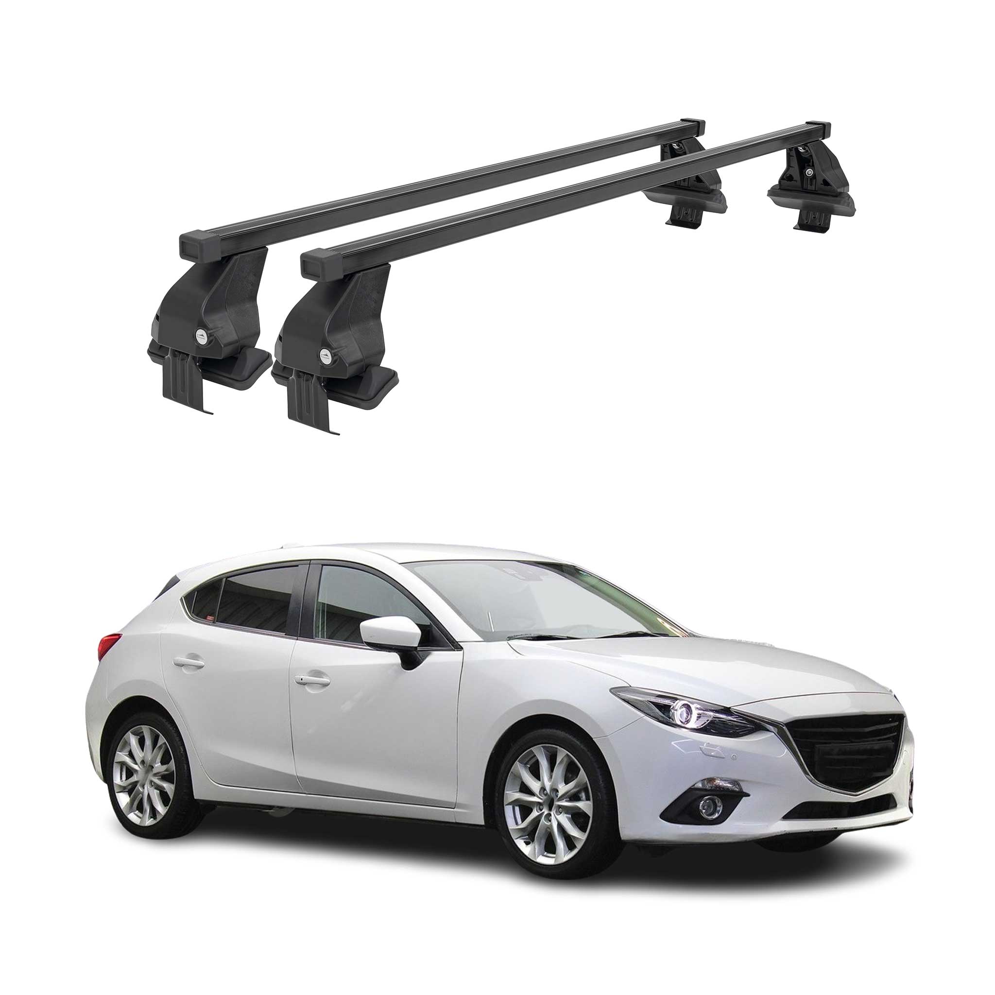 2014-2018 Mazda 3 Hatchback Roof Rack Cross Bars Black
