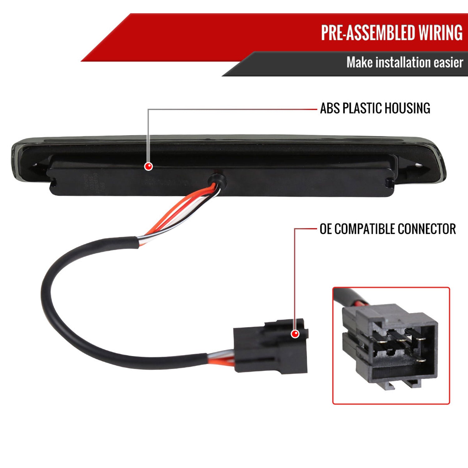 1994-2002 Dodge RAM LED 3rd Brake Light Black Housing/Smoke Lens