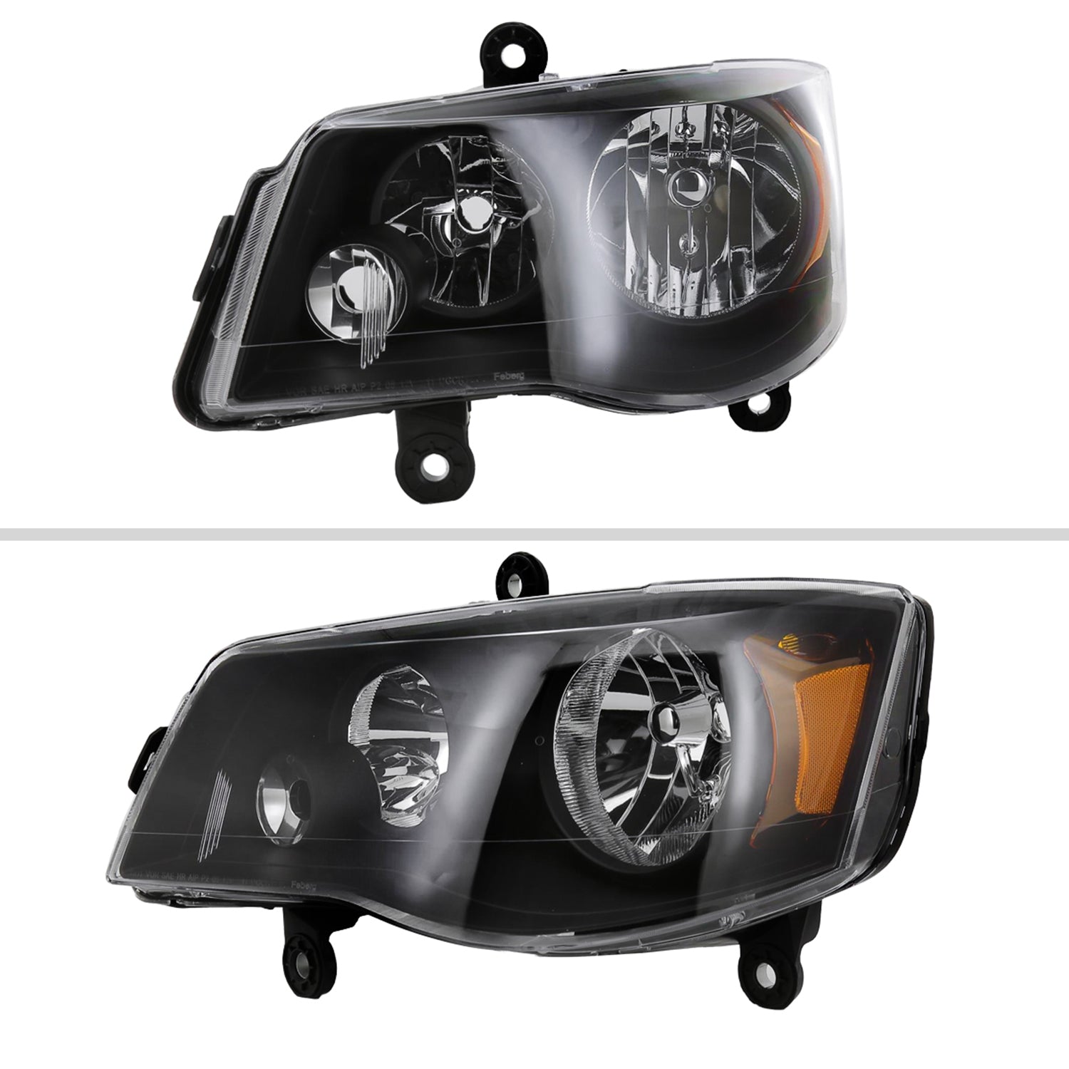 2008-2018 Dodge Grand Caravan Chrysler Town & Country Factory Headlights Black