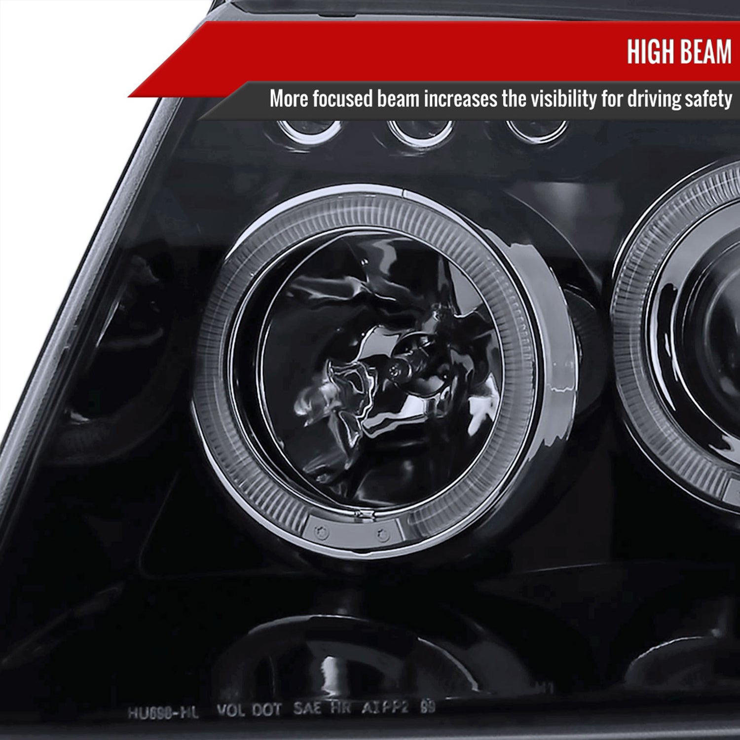 1999-2004 Jeep Grand Cherokee Dual Halo Projector Headlights Black/Smoke