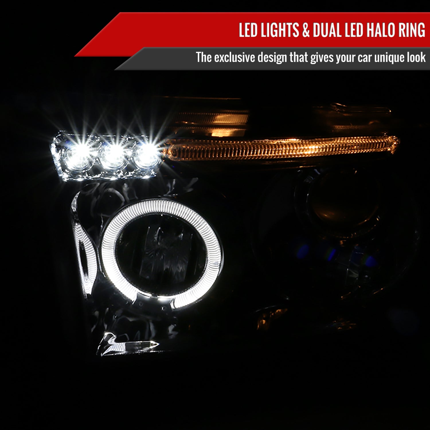 2007-2013 Toyota Tundra/ 08-2017 Sequoia Single Halo Projector Headlights Chrome