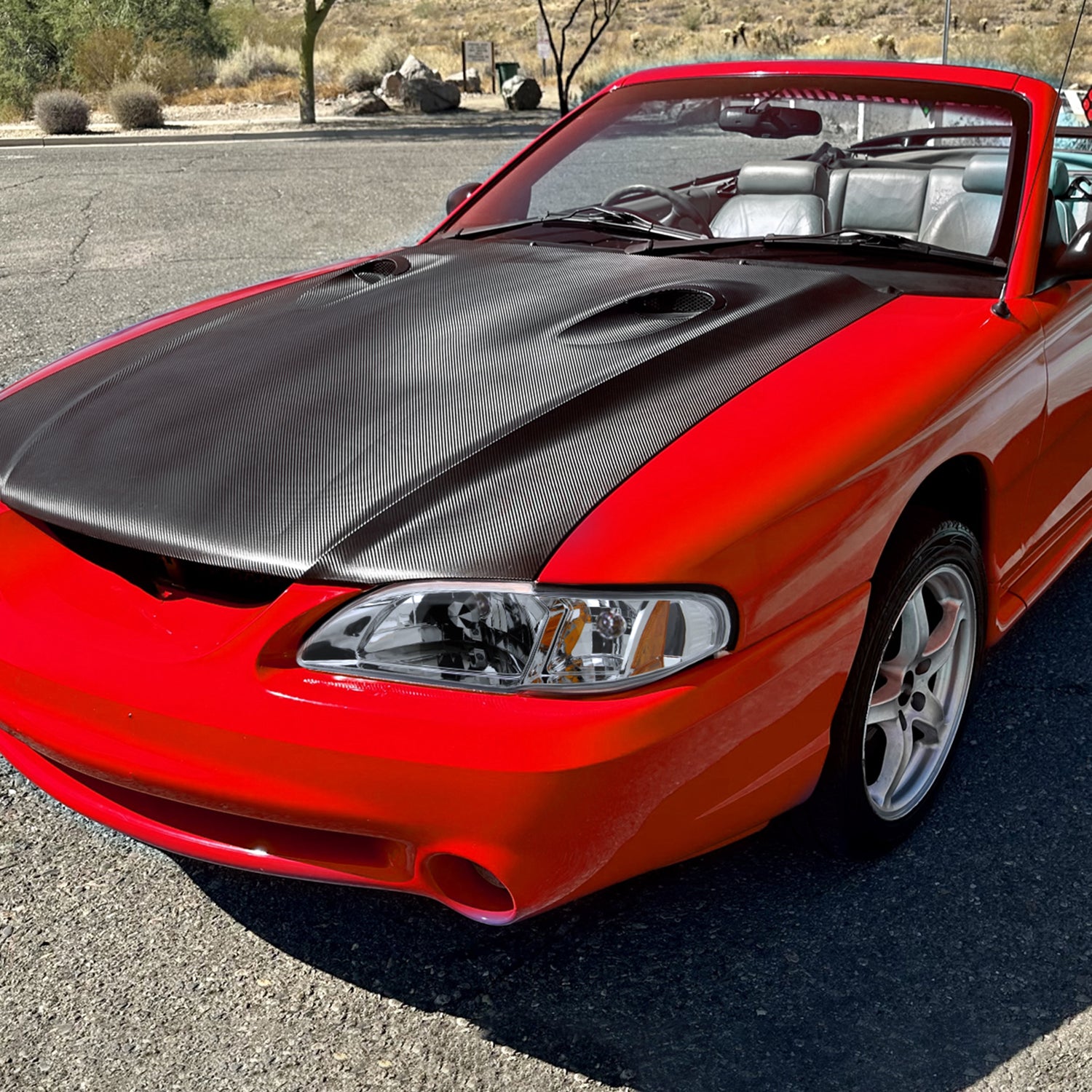 1994-1998 Ford Mustang 1PC Crystal Headlights w/Amber Reflectors Chrome/Clear