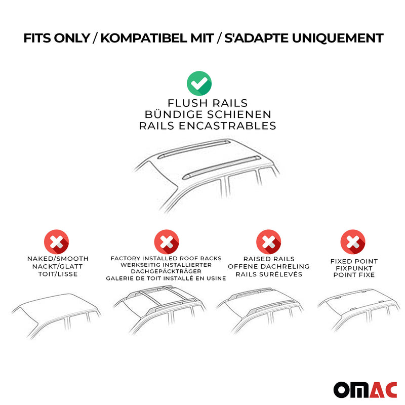 2007-2015 Audi Q7 Roof Rack Cross Bars Silver