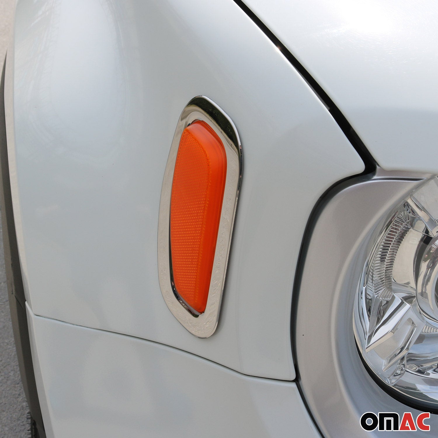 2015-2024 Jeep Renegade Side Indicator Signal Trim Cover Silver Steel 2 Pcs