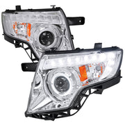 2007-2010 Ford Edge Halo Projector Headlights w/ LED Light Strip Chrome/Clear
