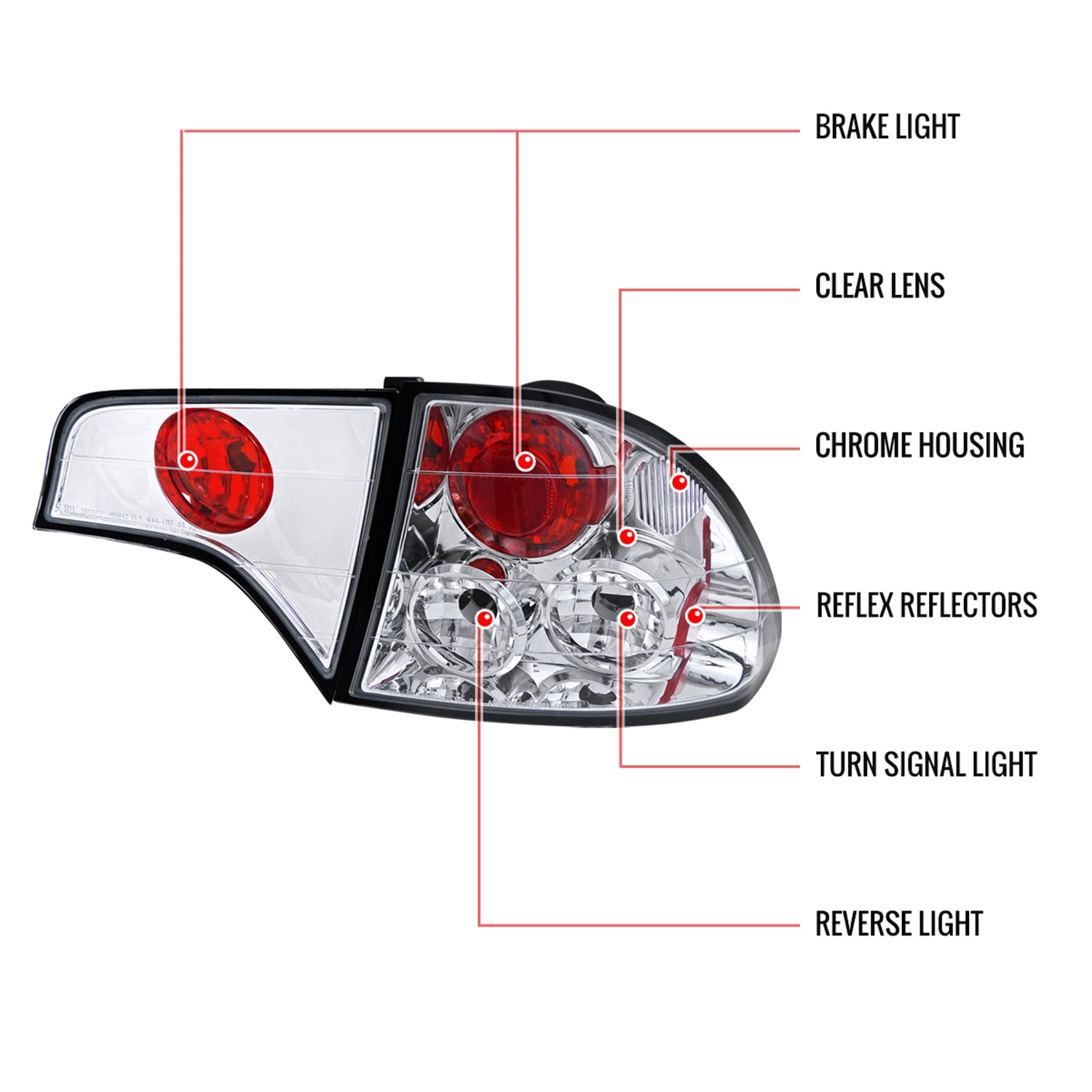 2006-2011 Honda Civic Sedan Tail Lights Chrome Housing/Clear Lens