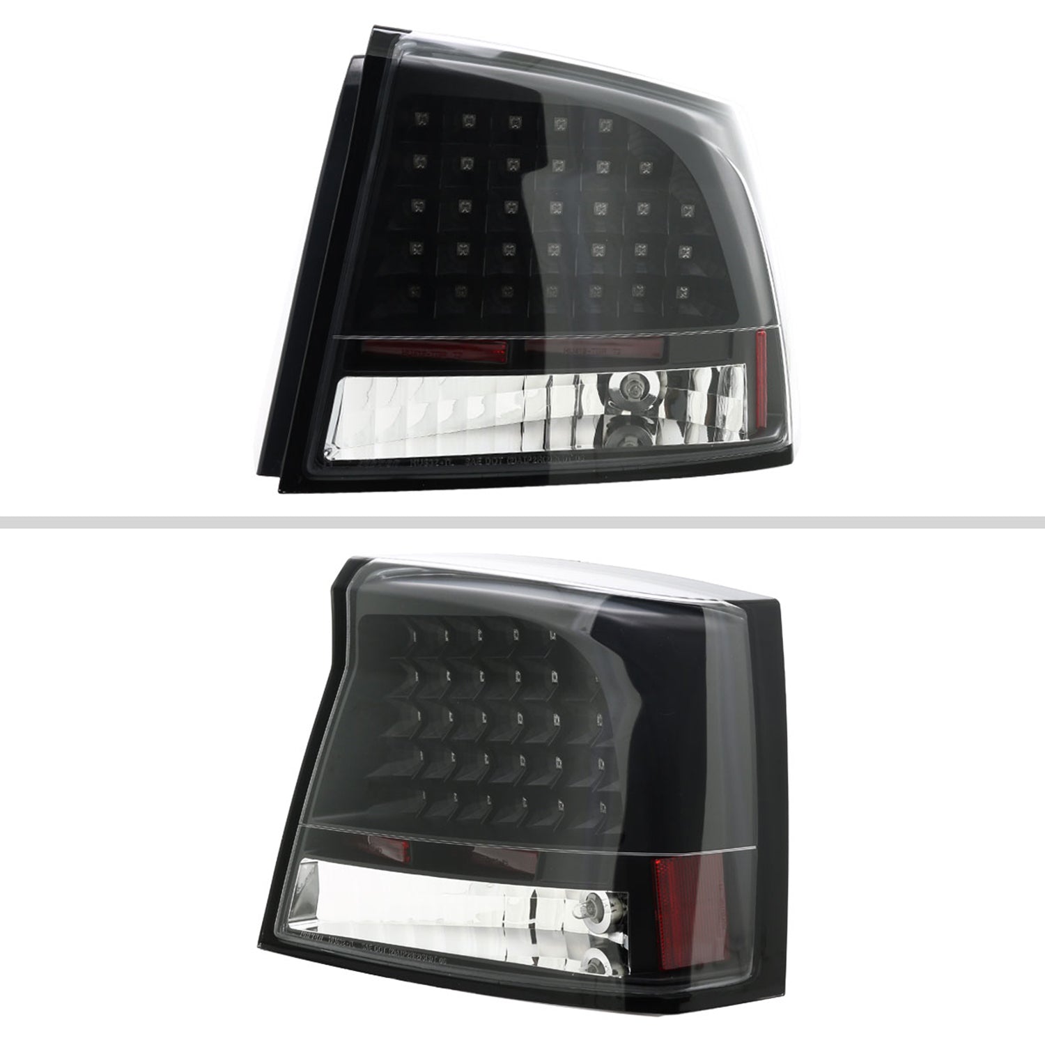2005-2008 Dodge Charger LED Tail Lights Matte Black Housing/Clear Lens