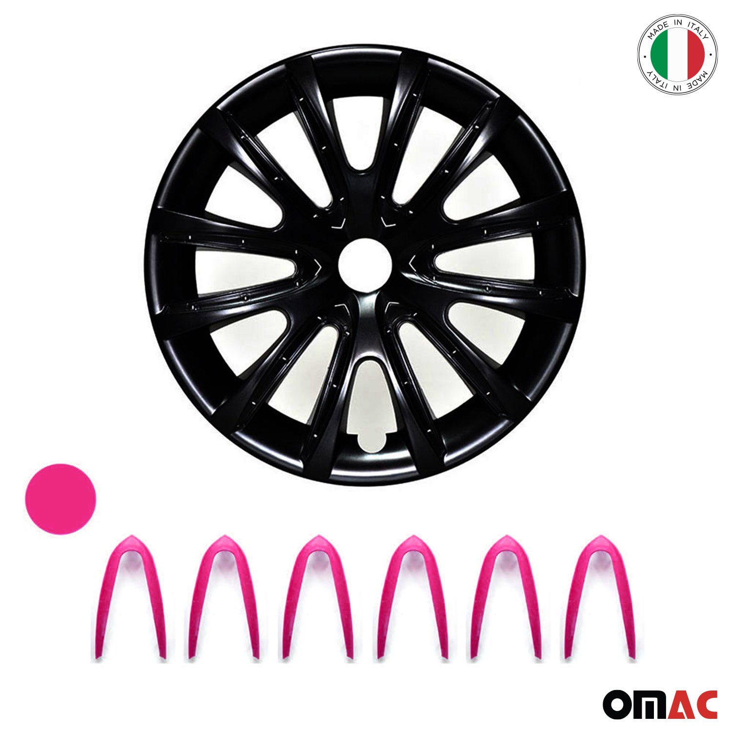 Bicolo Hub Caps Wheel Cover 16" Black & Violet Full Set 4 pcs.