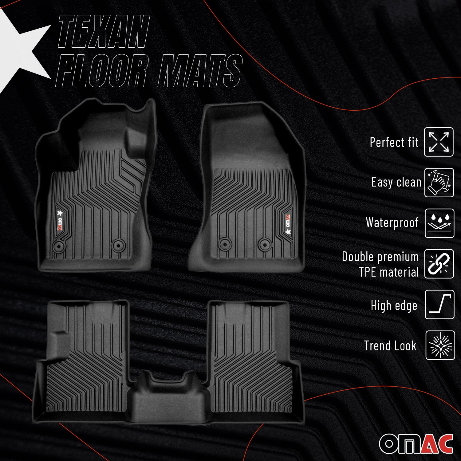 2015-2024 Jeep Renegade Premium Floor Mats Liners First and Second Row Set Black