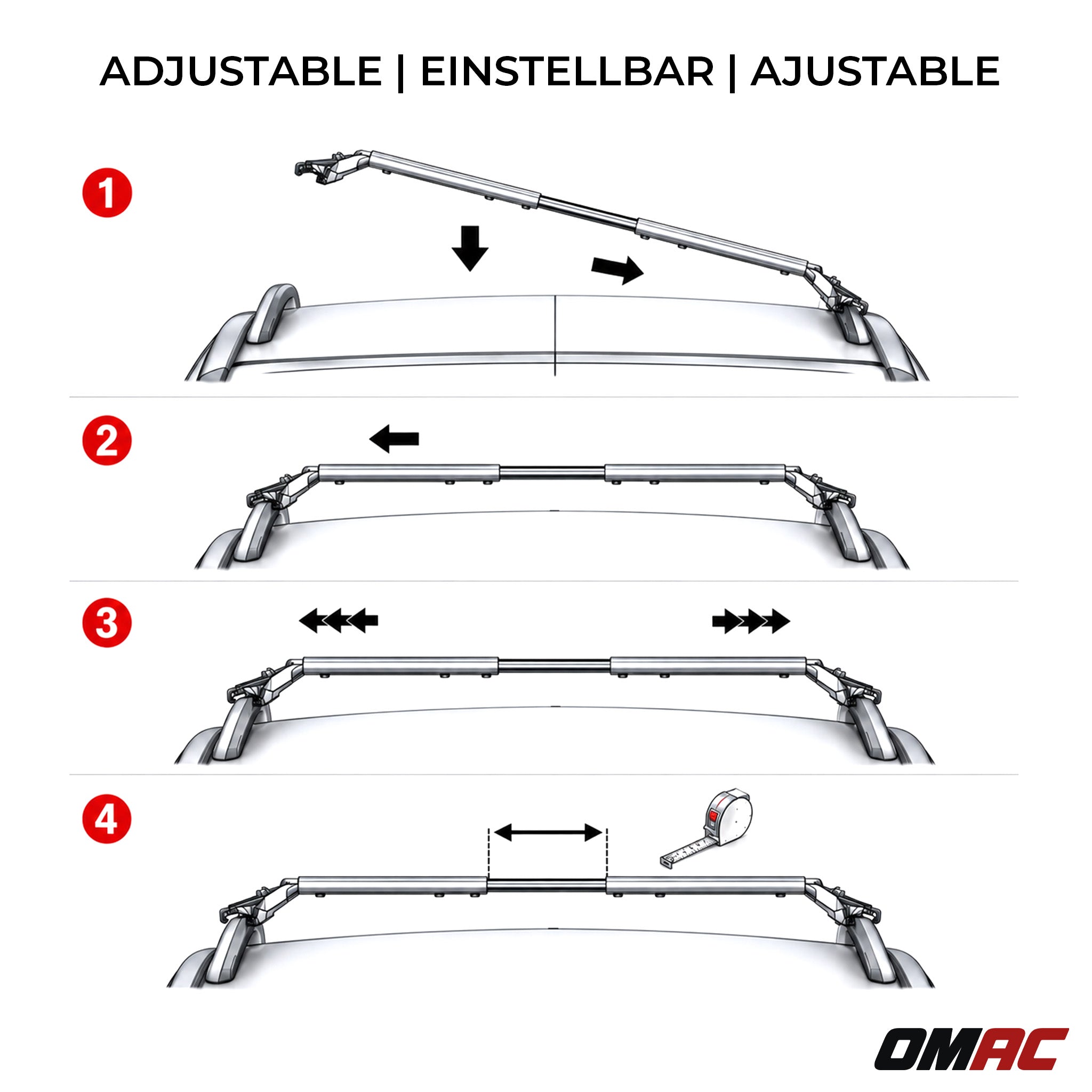 2025-2026 VW Tiguan Roof Rack Cross Bars Luggage Carrier Alu Silver 2x