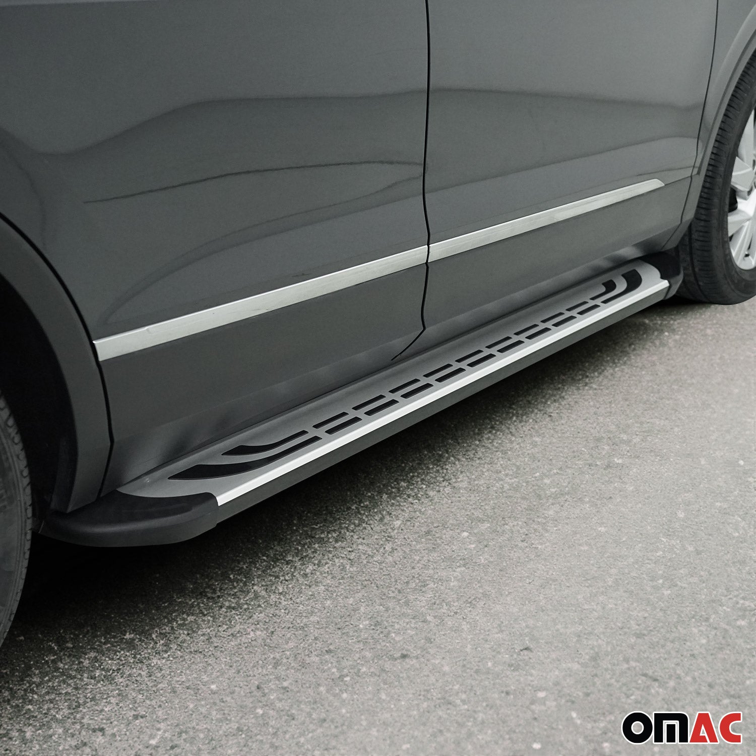 Side Step Nerf Bars Running Board for Volkswagen Tiguan 2018-2024 Gray Black 2x