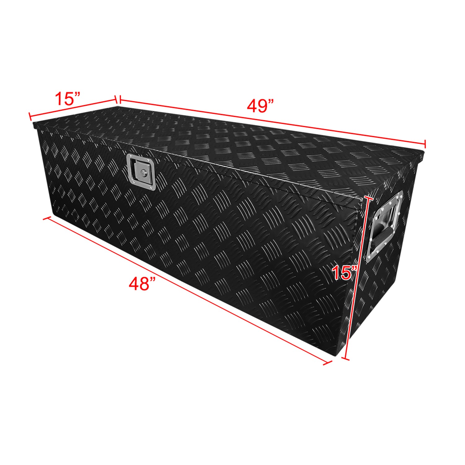 Universal 49" Heavy Duty Black Alu Truck Tool Box w/ Side Handles Lock & Keys