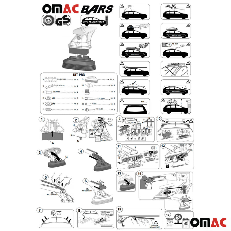 2008-2011 Subaru Impreza Roof Rack Cross Bars Silver