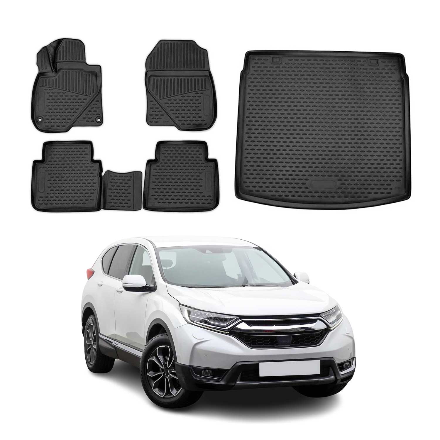 2017-2022 Honda CR-V Floor Mats & Cargo Liner Full Set All Weather Black