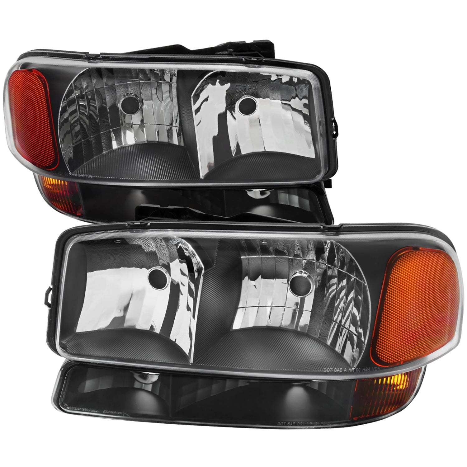 1999-2006 GMC Sierra/Yukon/Yukon XL Headlights&Bumper Lights Amber& Black