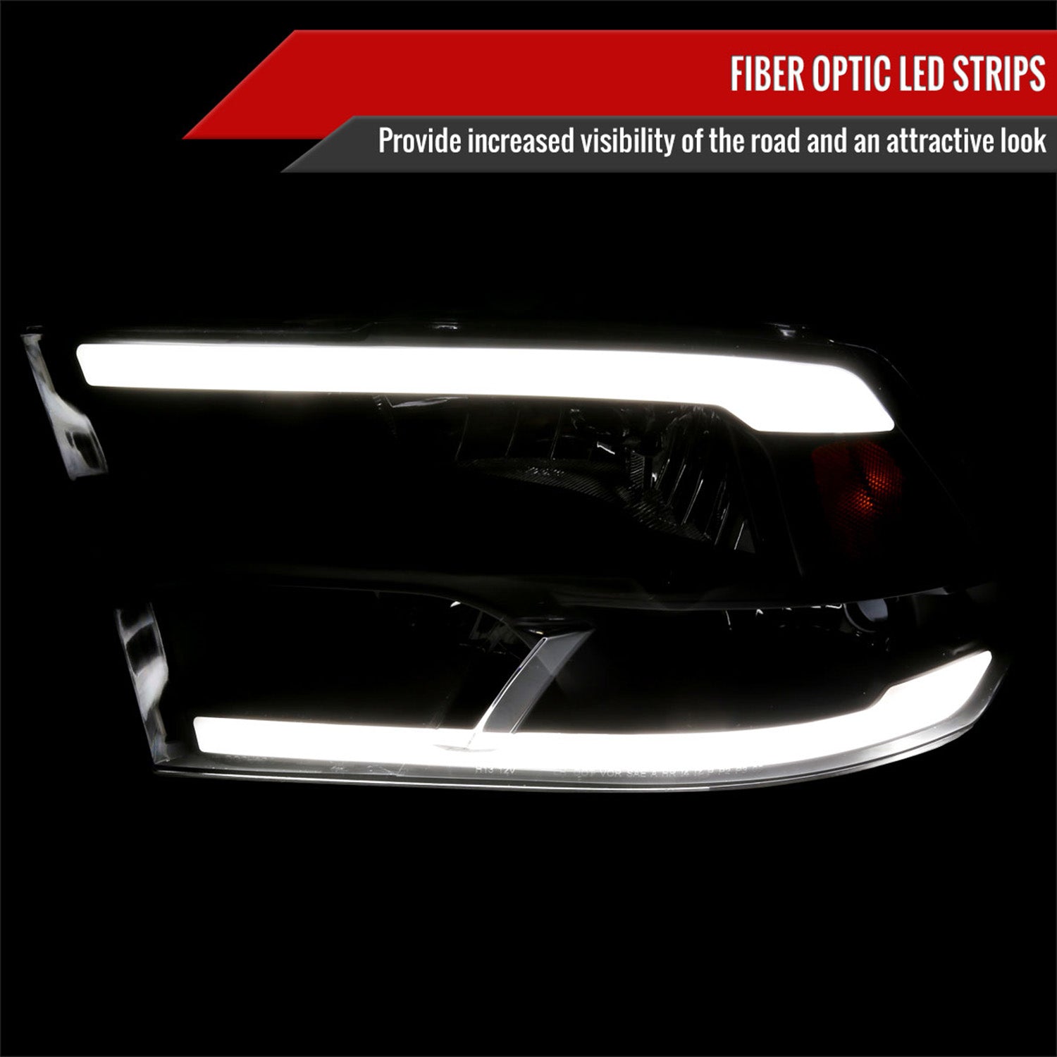 2009-2019 Dodge RAM 1500 2500 3500 LED Factory Headlights Amber Black