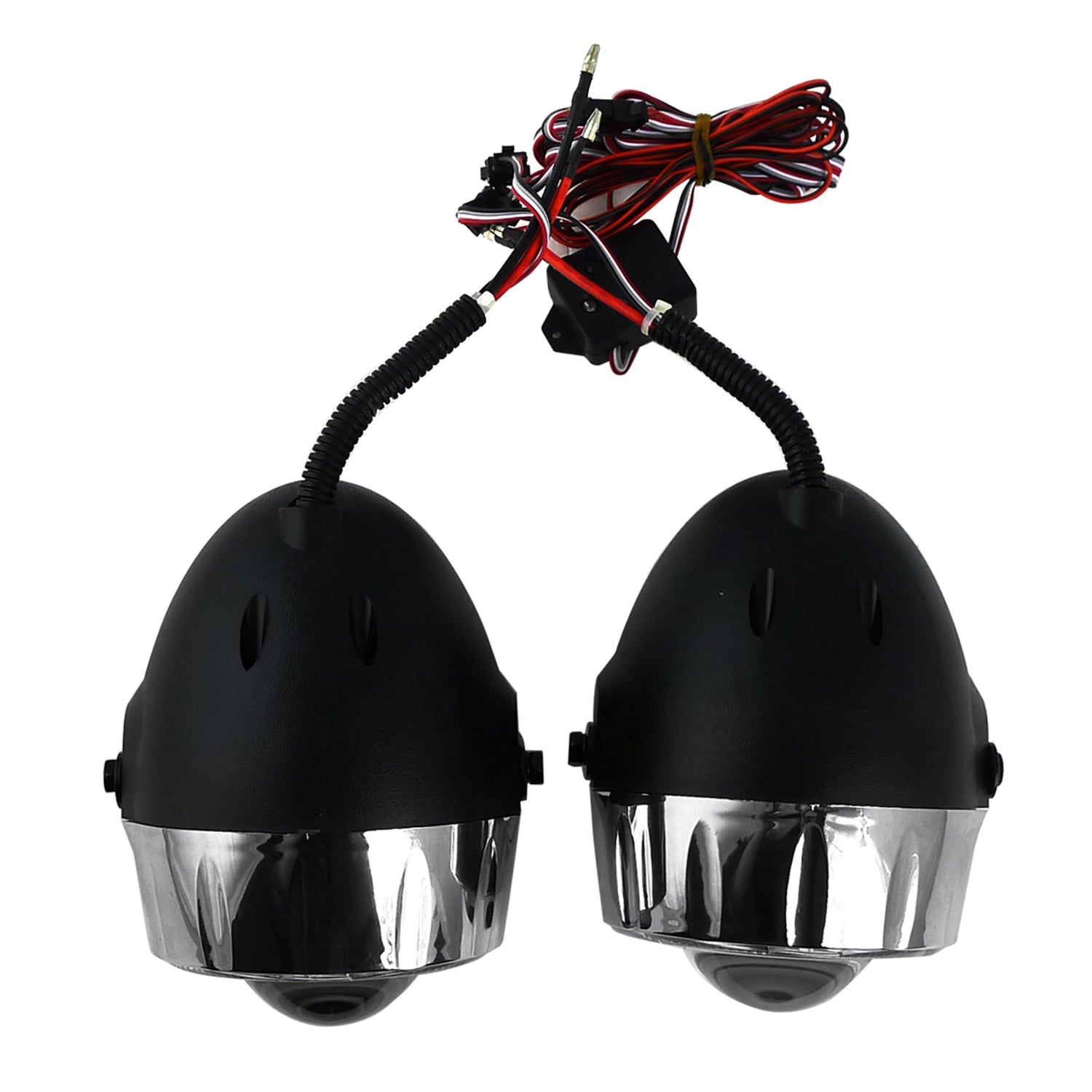 Universal 12V/55W H7 Projector Fog Lights Kit w/ RGB LED Halo Rim Chrome/Clear