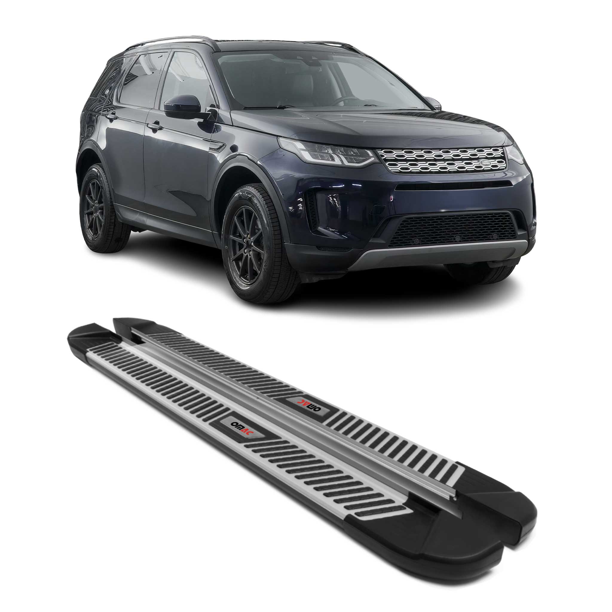 2015-2019 Land Rover Discovery Sport Running Boards Side Steps Silver & Black