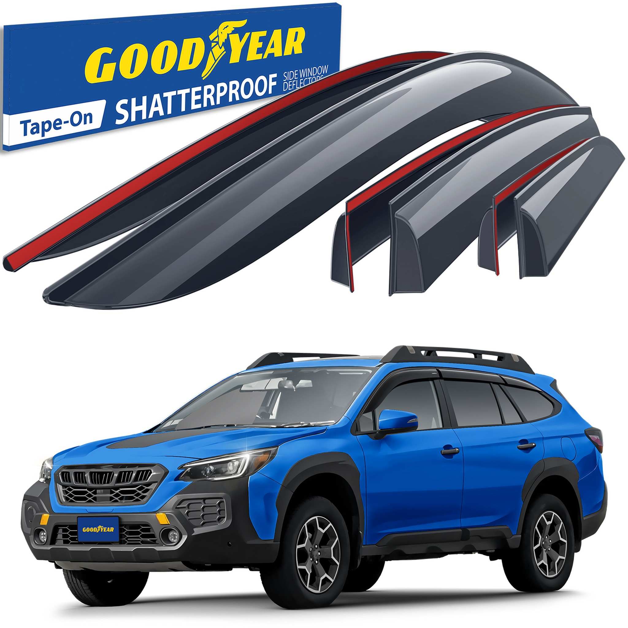 Goodyear Wind Deflectors for Subaru Outback 2020-2025 Tape-On Premium Smoke 6Pcs