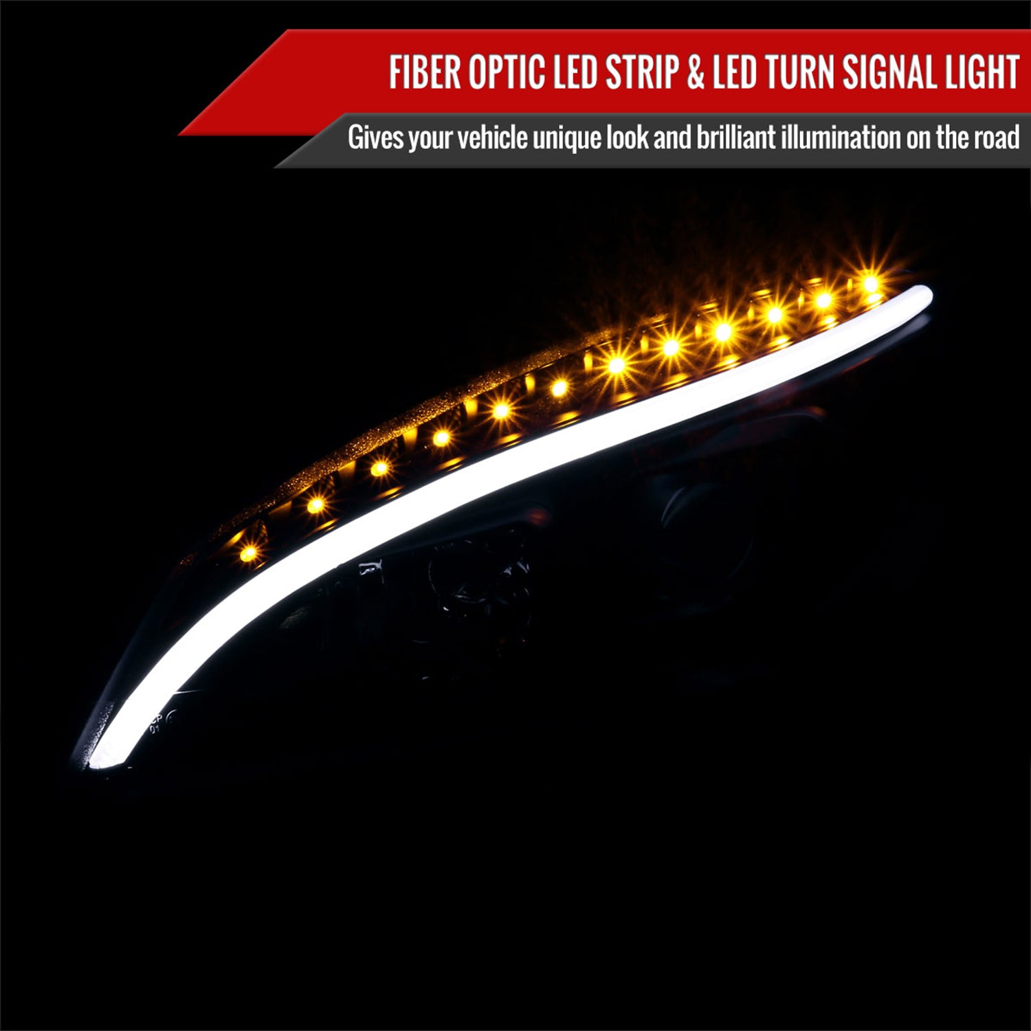 2008-2011 Mercedes W204 C Class Headlights LED Light Bar&LED Signal Black