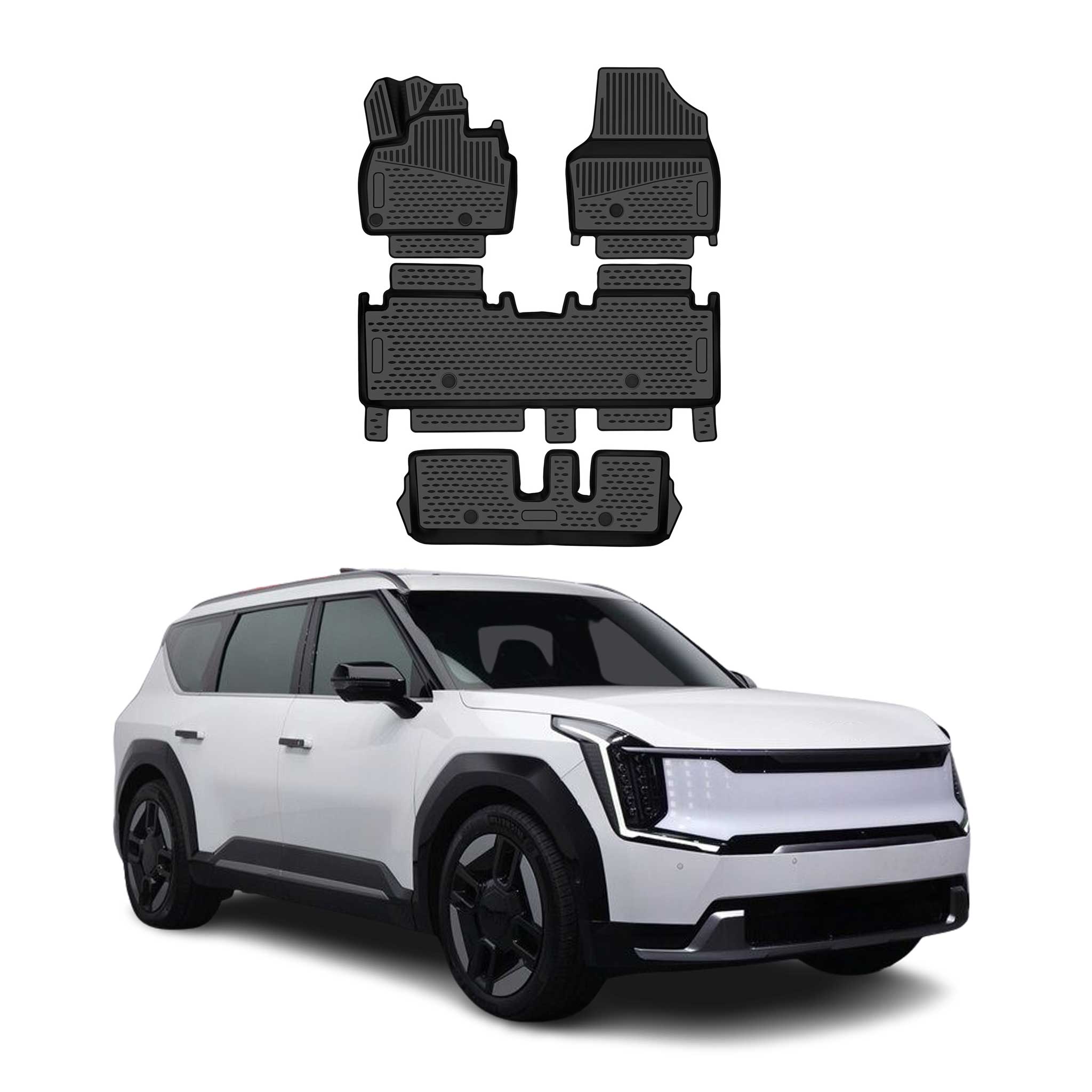 OMAC Floor Mats Liner for Kia EV9 2024-2026 Rubber TPE Black 4Pcs