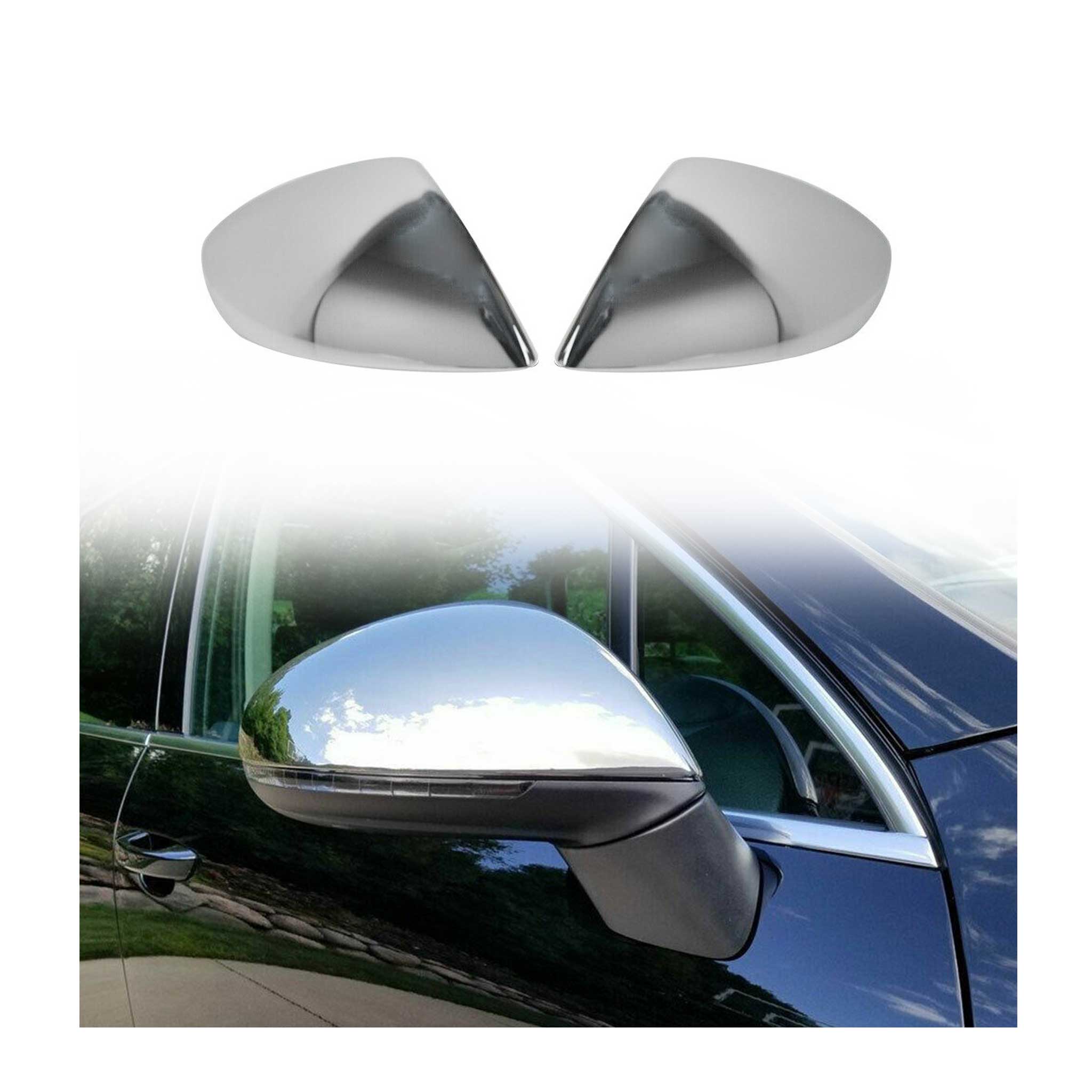 2011-2018 VW Touareg 2.gen Pre-Facelift Side Mirror Cover Caps Stainless Steel Silver 2 Pcs