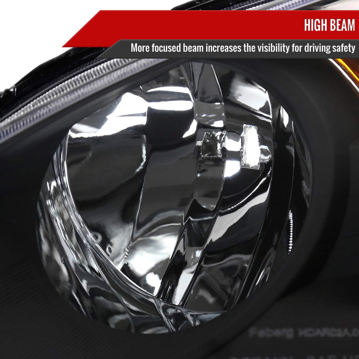 2002-2004 Acura RSX Retro Projector Headlights Amber Reflectors Matt Black