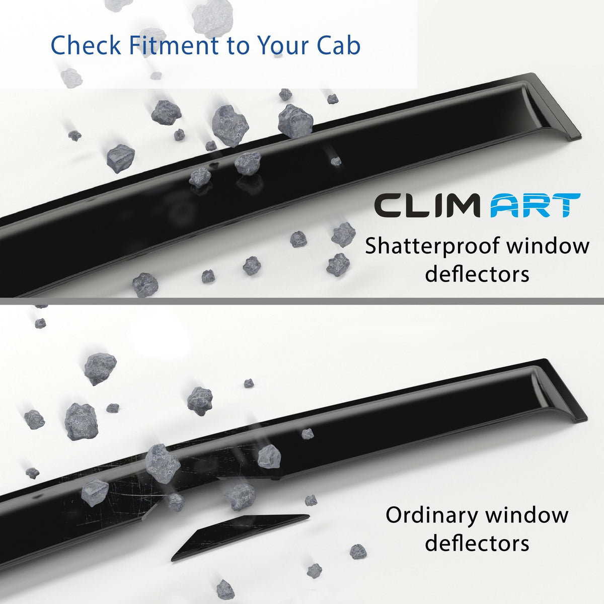 Clim Art Wind Deflectors for Jeep Gladiator / Wrangler 2018-2026 Dark Smoke 4Pcs
